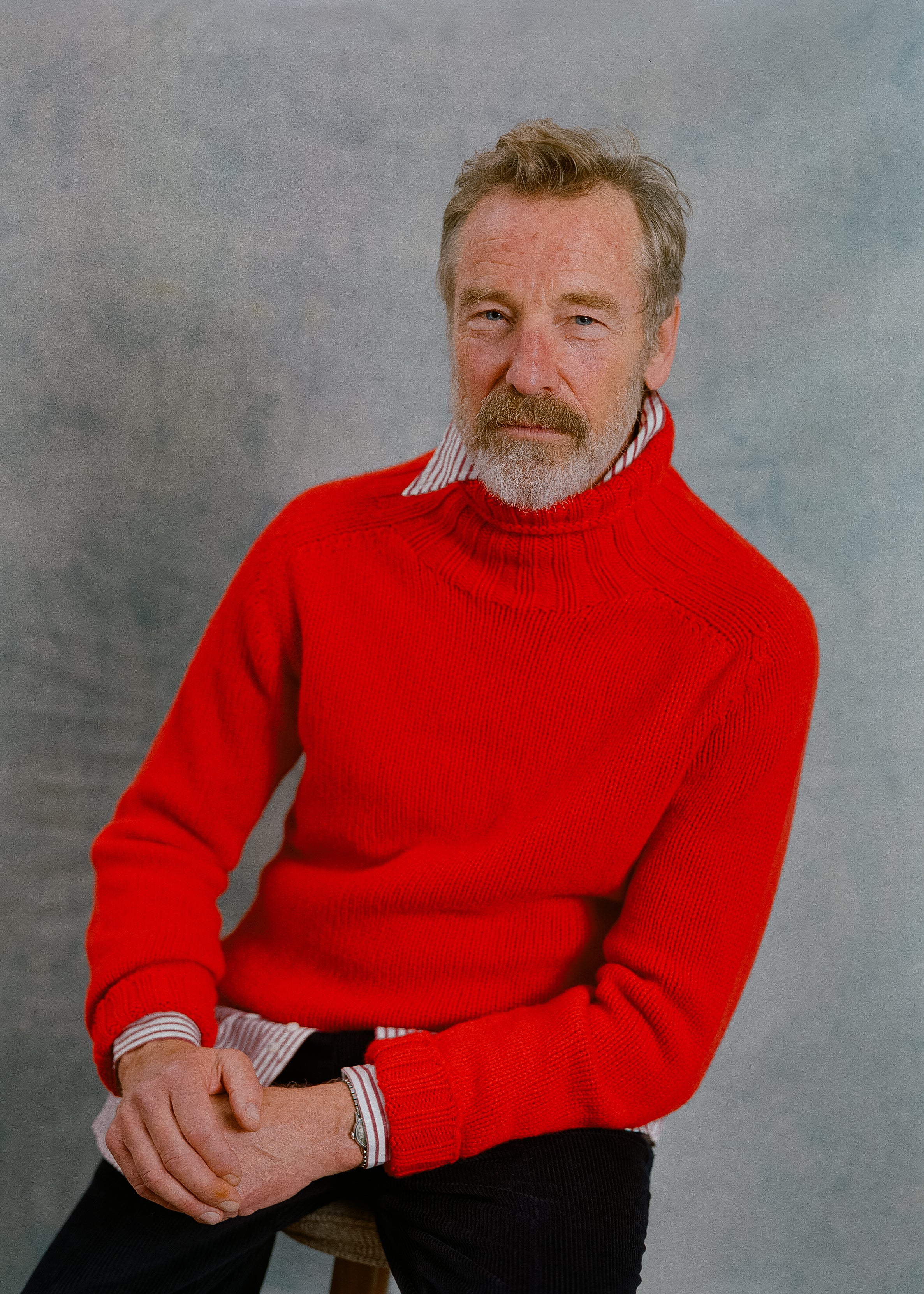 Made-in-Scotland Red Lambswool Turtleneck Sweater