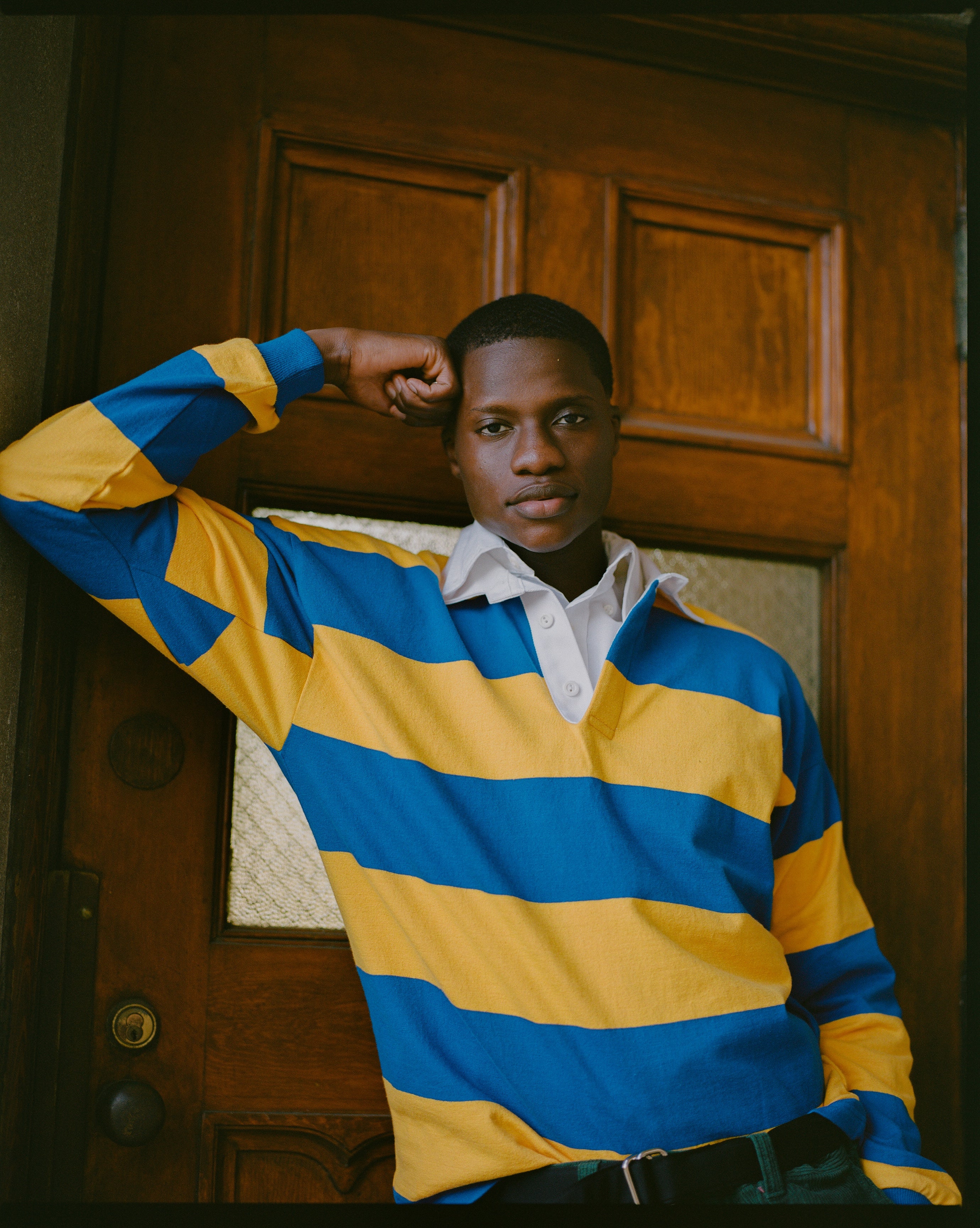 Made-in-USA Royal & Gold Guard Stripe Cotton Rugby