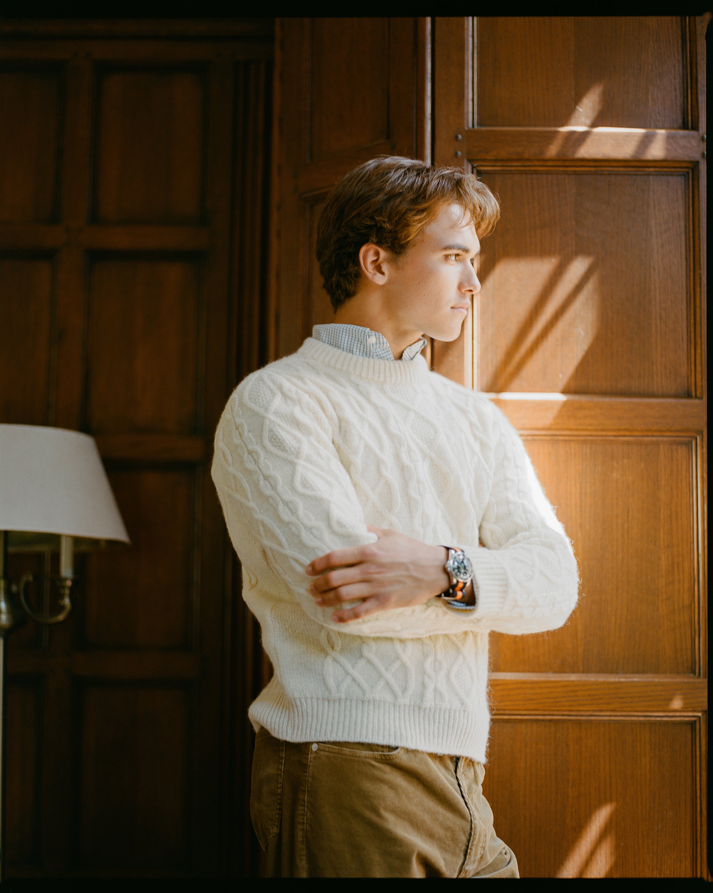 Made-in-Norway Cream Aran Knit Sweater - Classic Fit