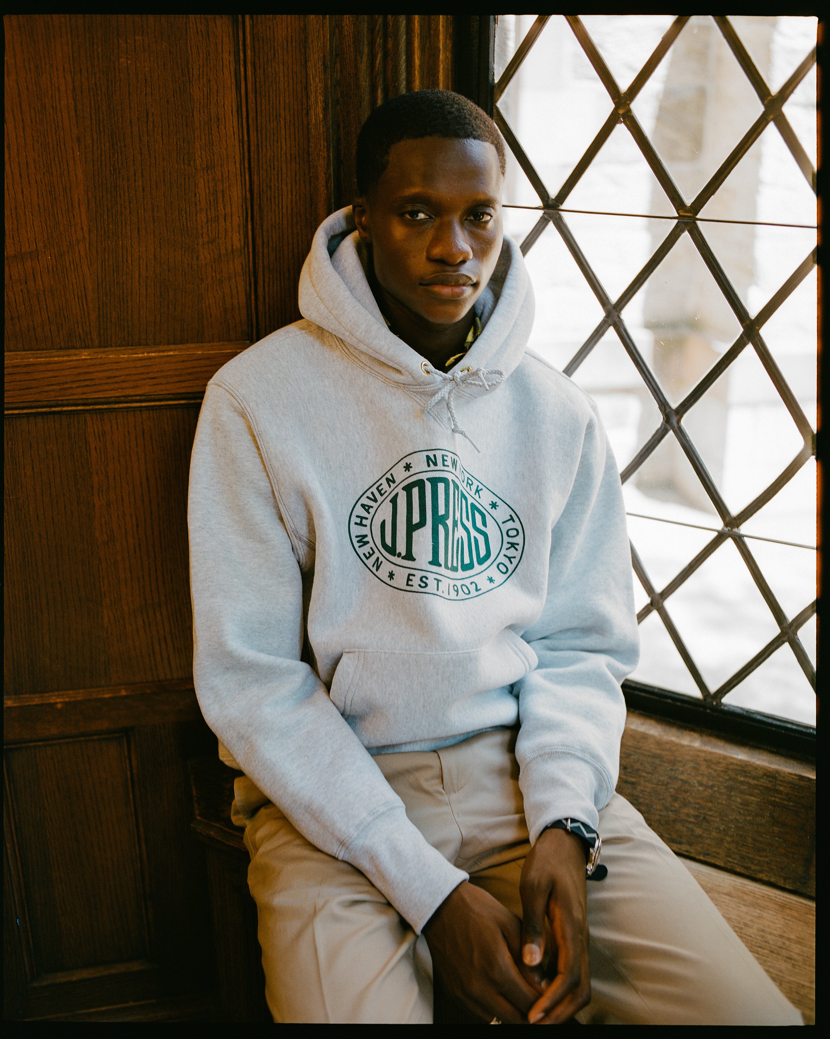 Made in USA J. Press Vintage Seal Logo Hoodie