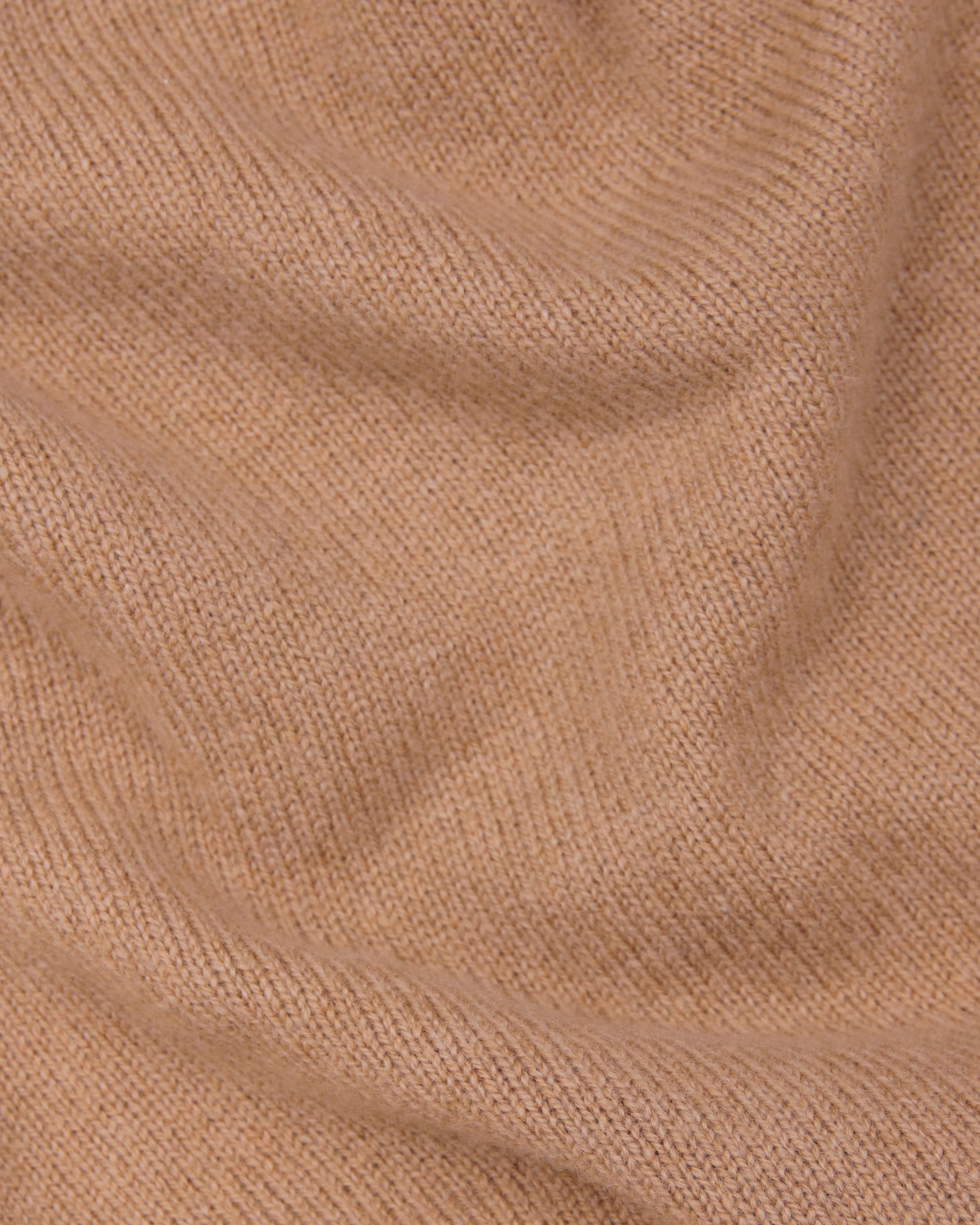 Camel Lambswool V-neck Sweater