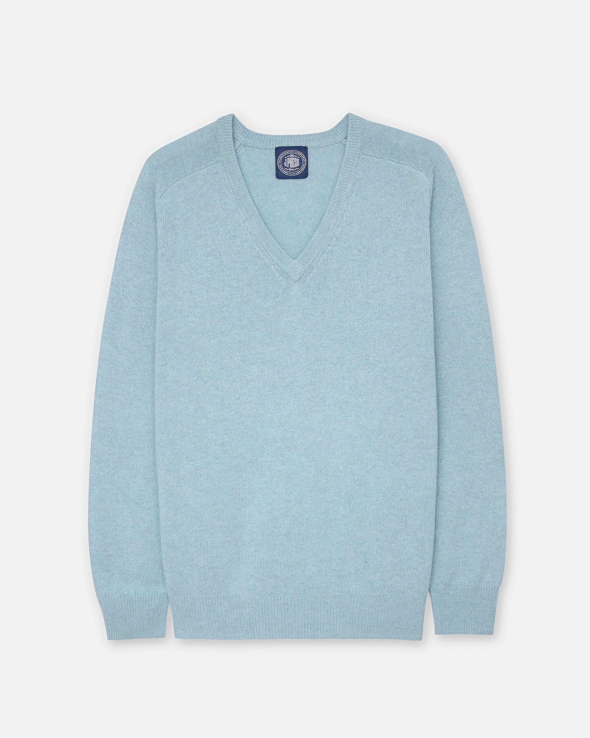 Light Blue Lambswool V-neck Sweater
