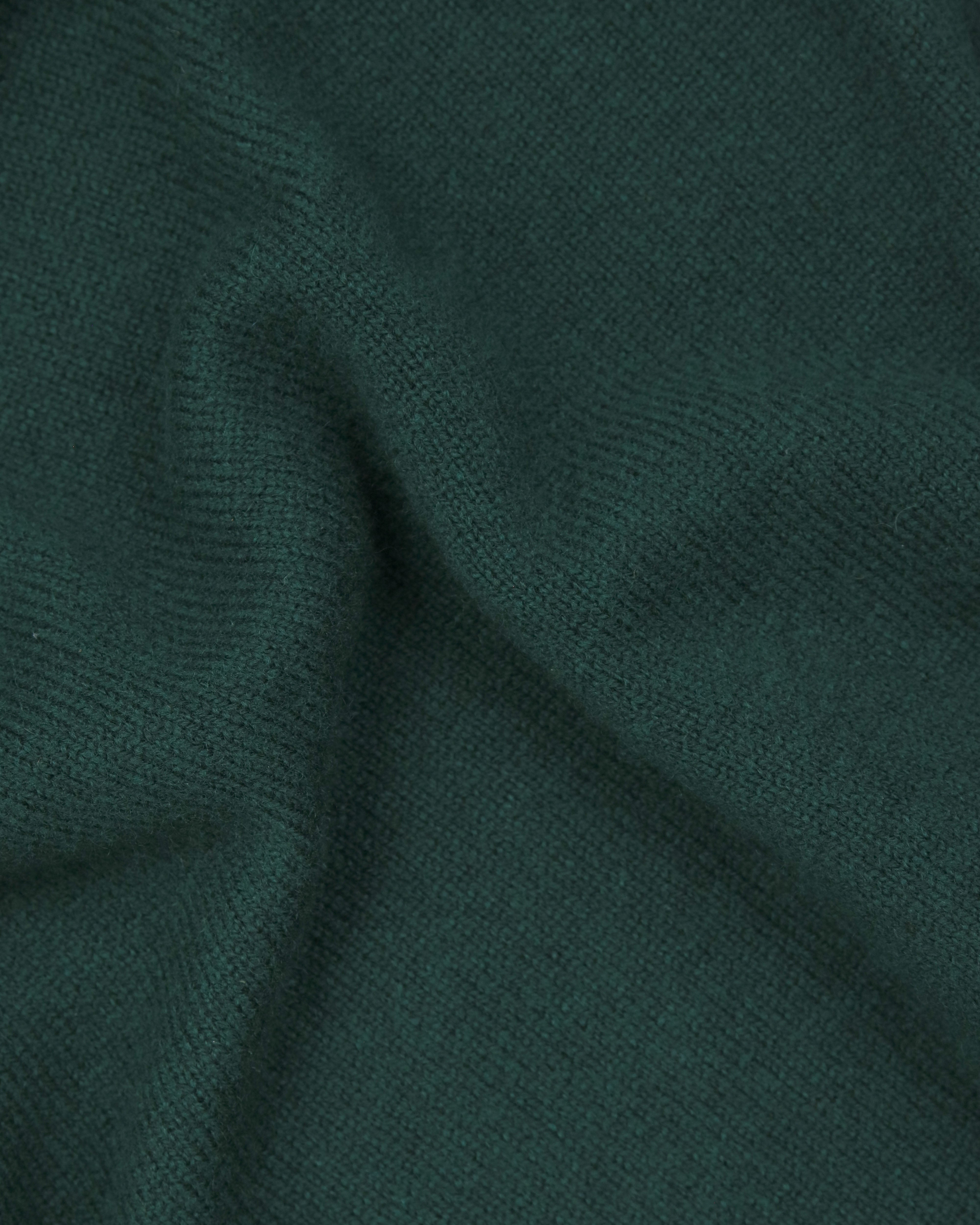 Bottle Green Lambswool Quarter Zip-up Sweater