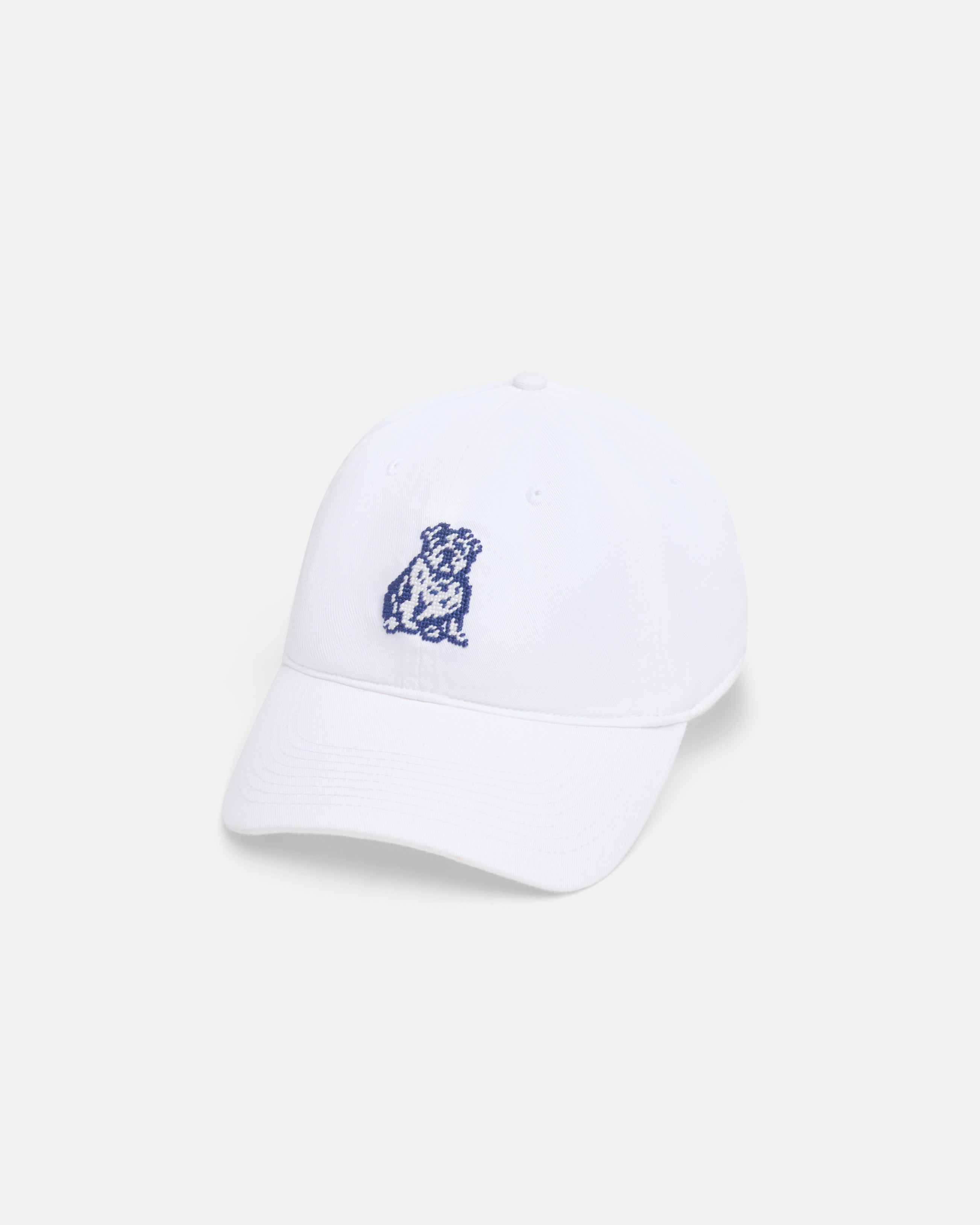 Bulldog White Needlepoint Hat