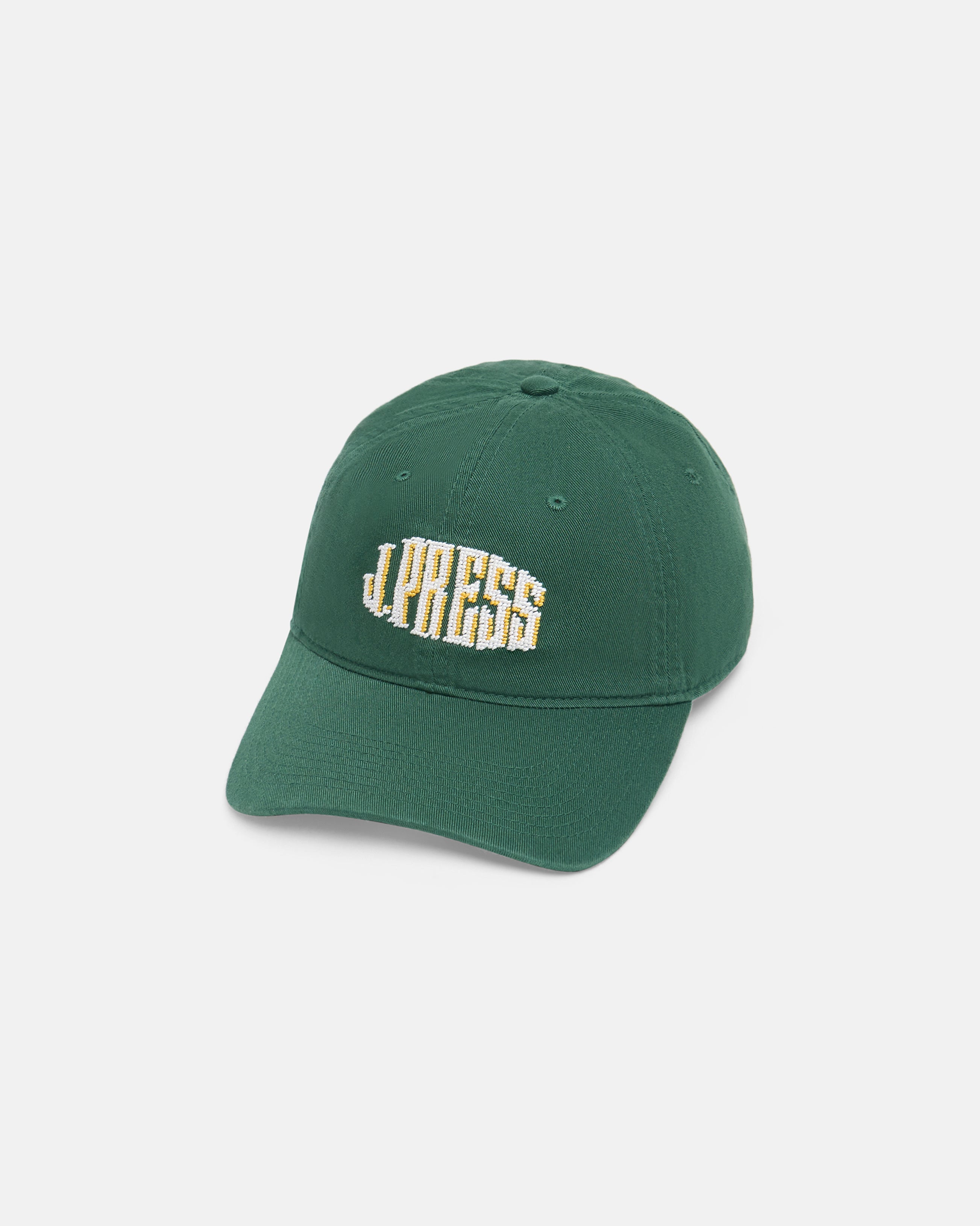 J. Press Yellow on Hunter Green Needlepoint Hat
