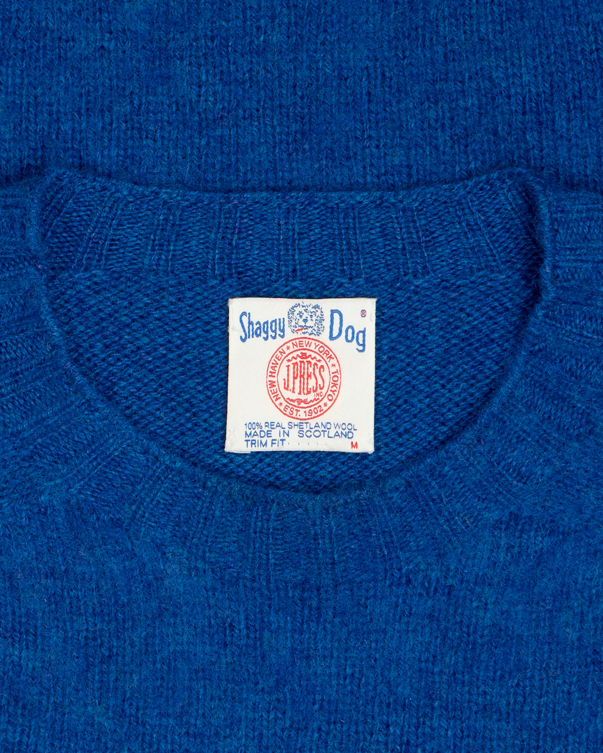 Made-in-Scotland Medium Blue Shaggy Dog Icon Sweater - Trim Fit