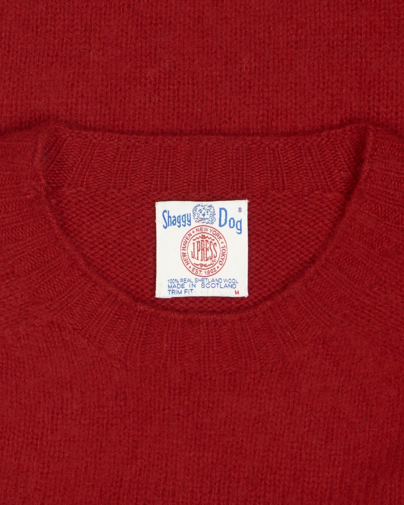 Made-in-Scotland Red Shaggy Dog Icon Sweater - Trim Fit
