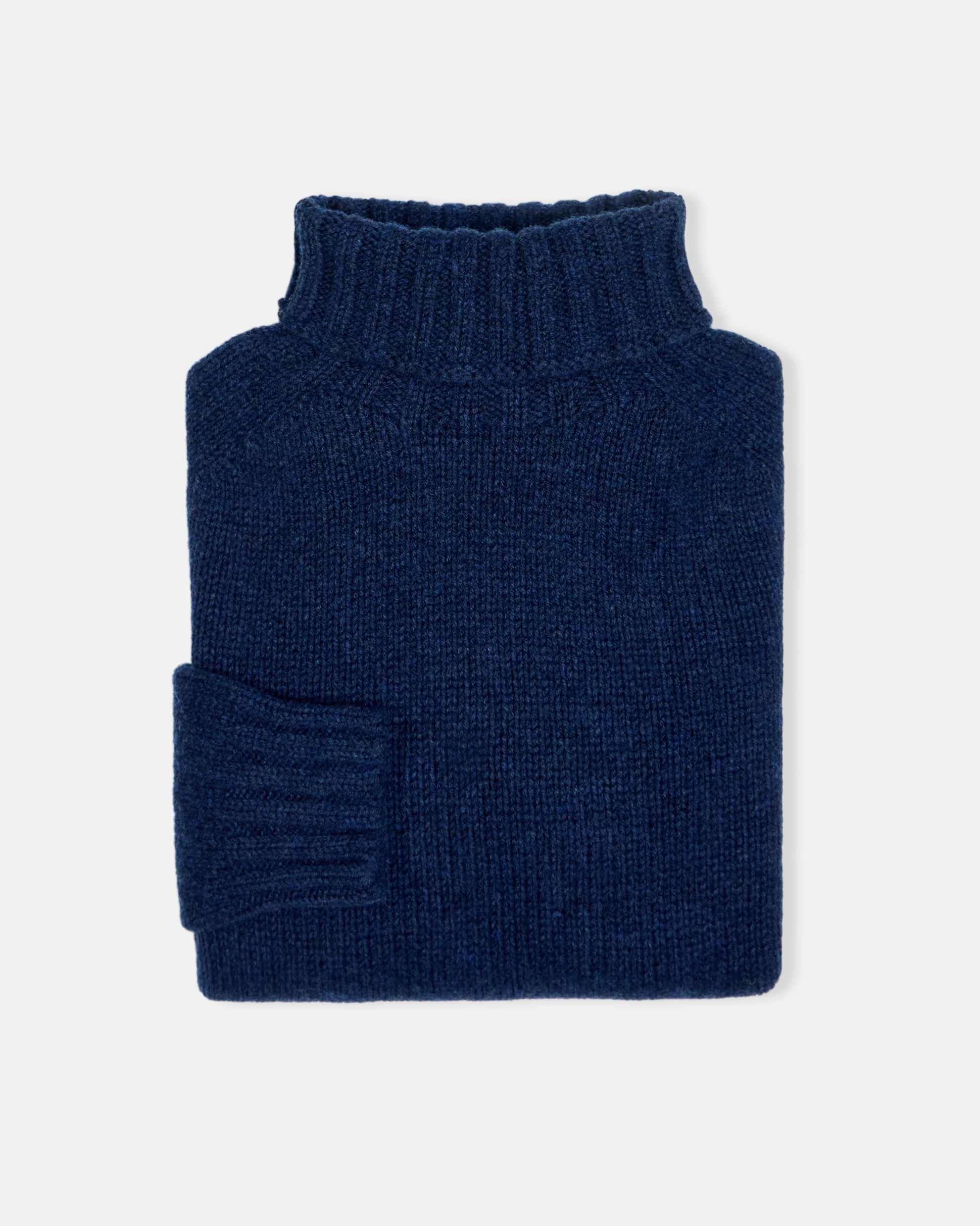 Made-in-Scotland Navy Lambswool Turtleneck Sweater