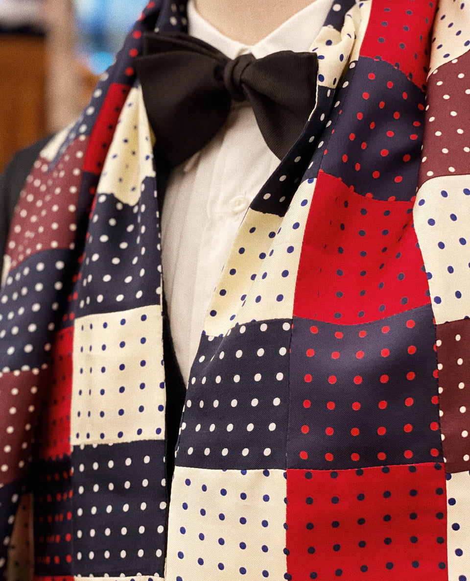 Made-in-USA Patchwork Polka Dot Silk Scarf