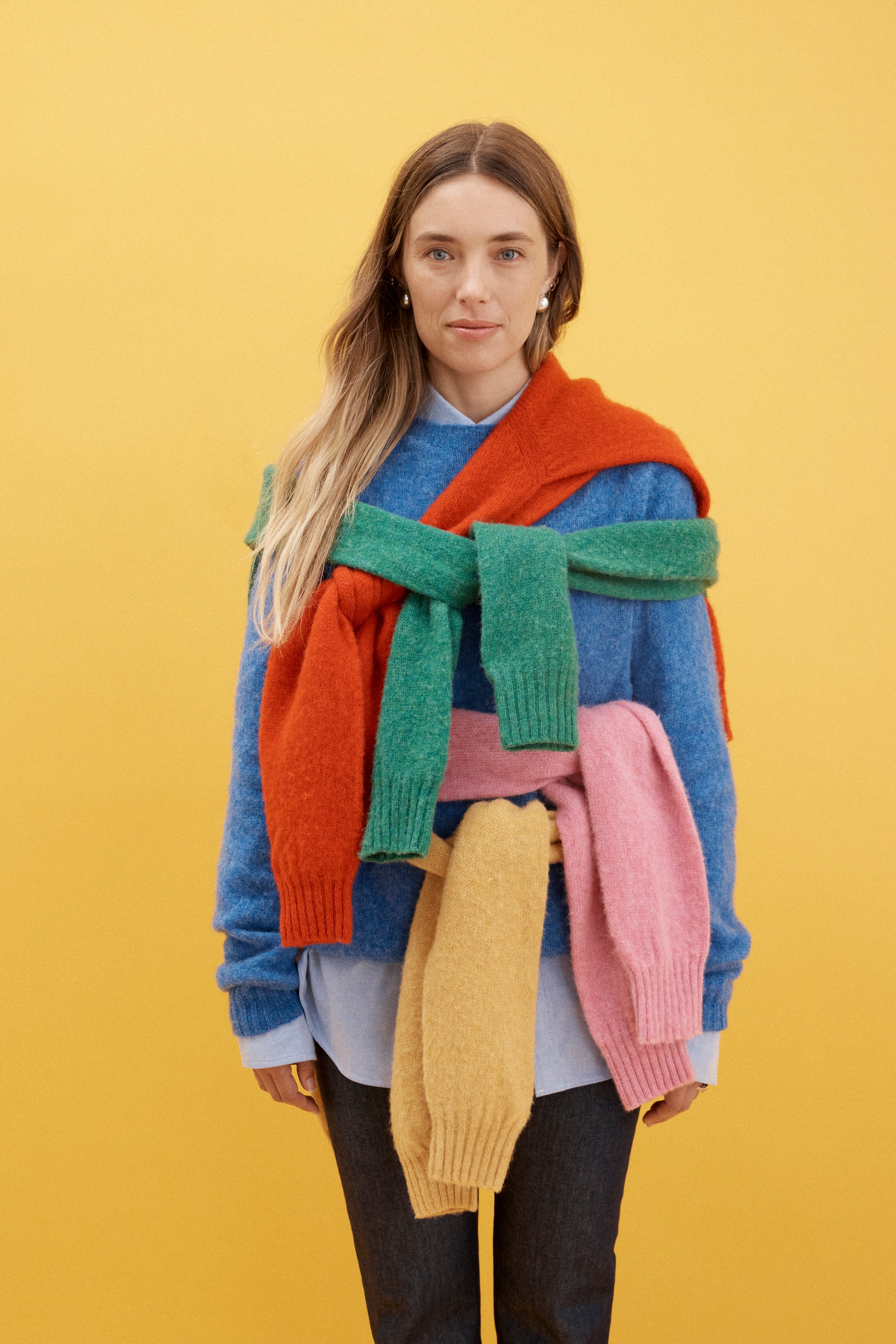 Made-in-Scotland Blue Shaggy Dog Sweater - Trim Fit