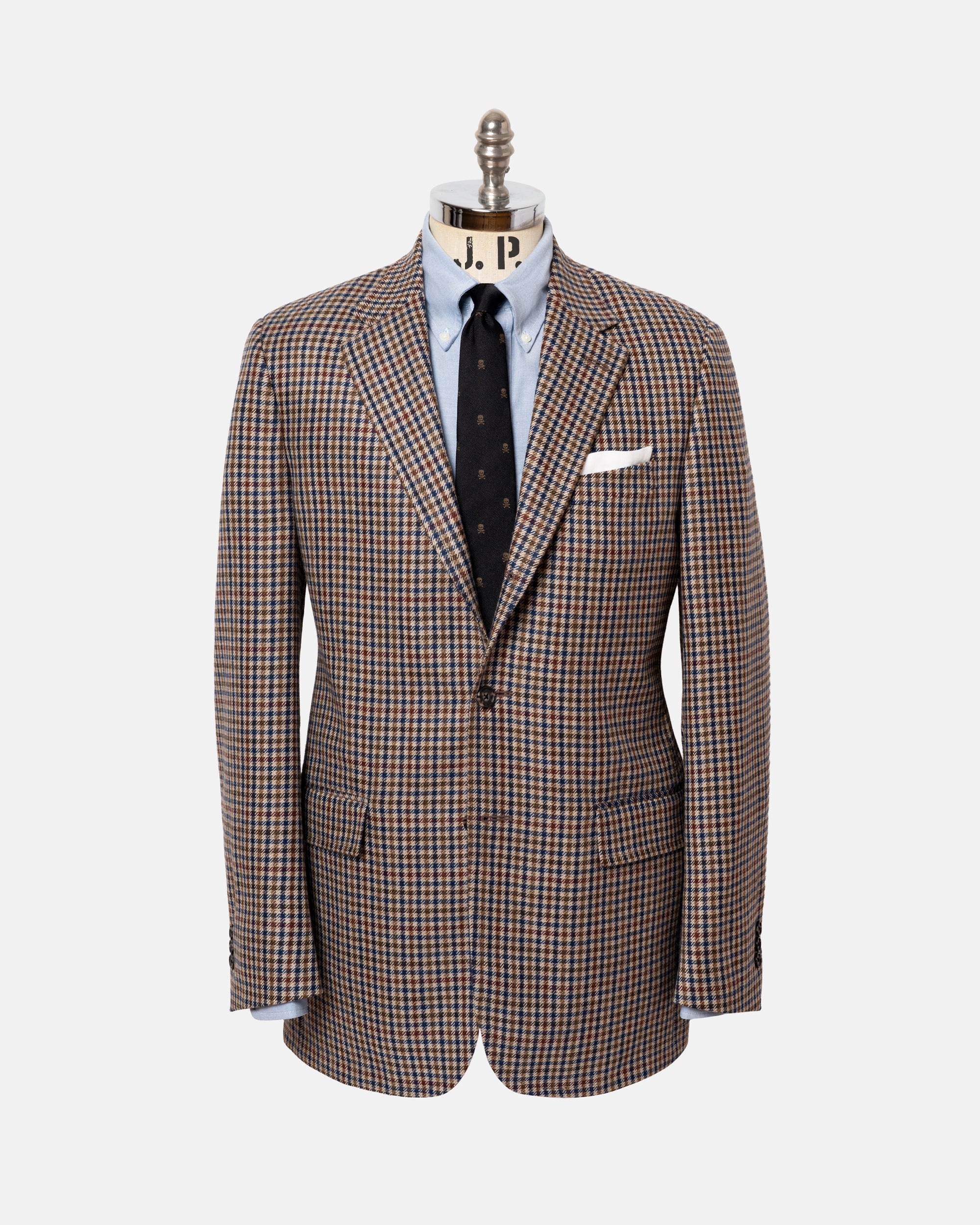 Made-in-Canada Tan & Navy Check Pure Cashmere Sport Coat