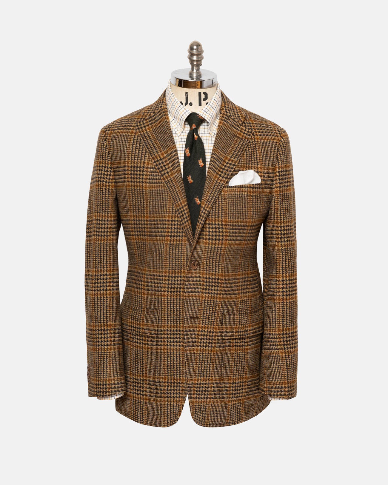 Made-in-USA Brown Prince of Wales Cheviot Tweed Sport Coat