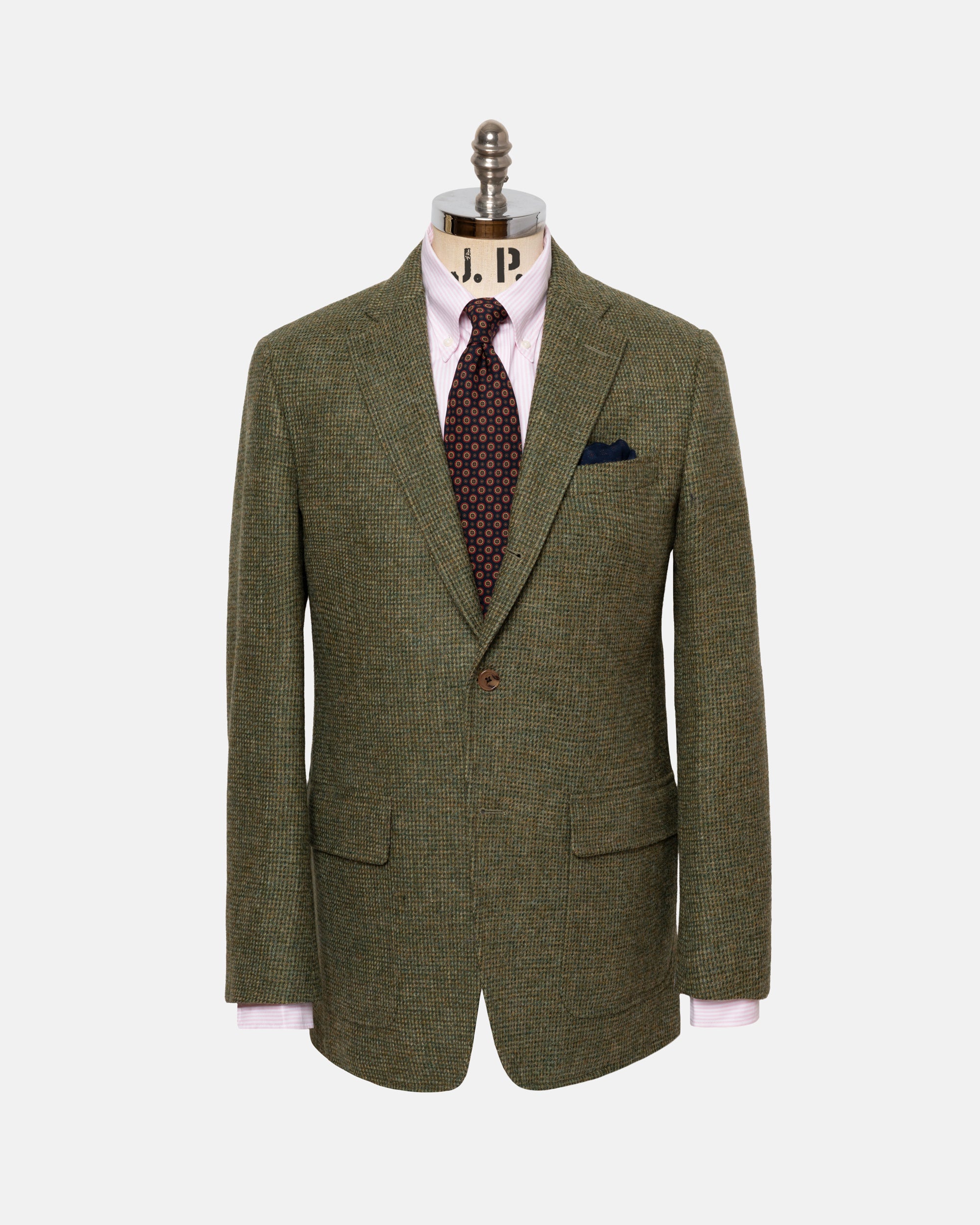 Made-in-USA Olive Tic Weave Cheviot Tweed Sport Coat - Custom Make