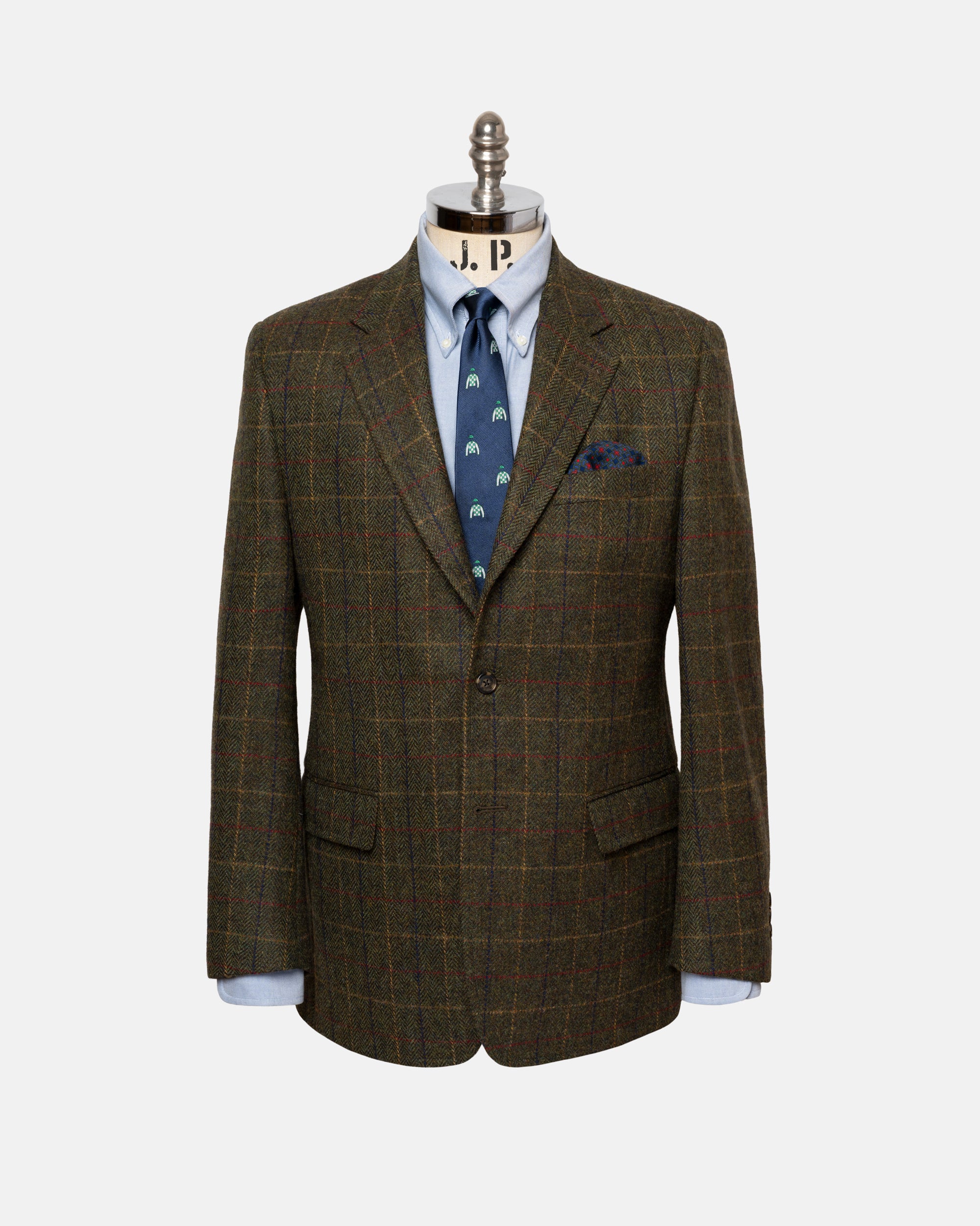 Made-in-Canada Olive, Gold & Rust Herringbone with Windowpane Sport Coat