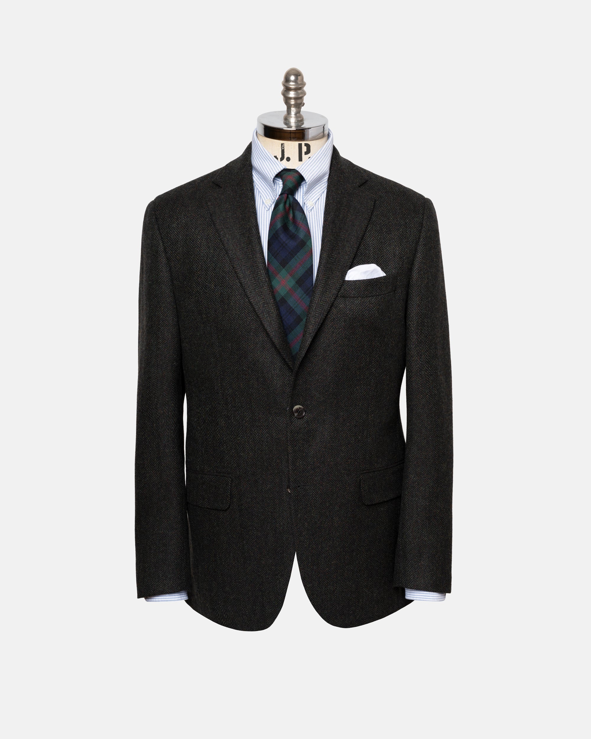 Made-in-Canada Dark Olive Herringbone Wool/Cashmere Sport Coat