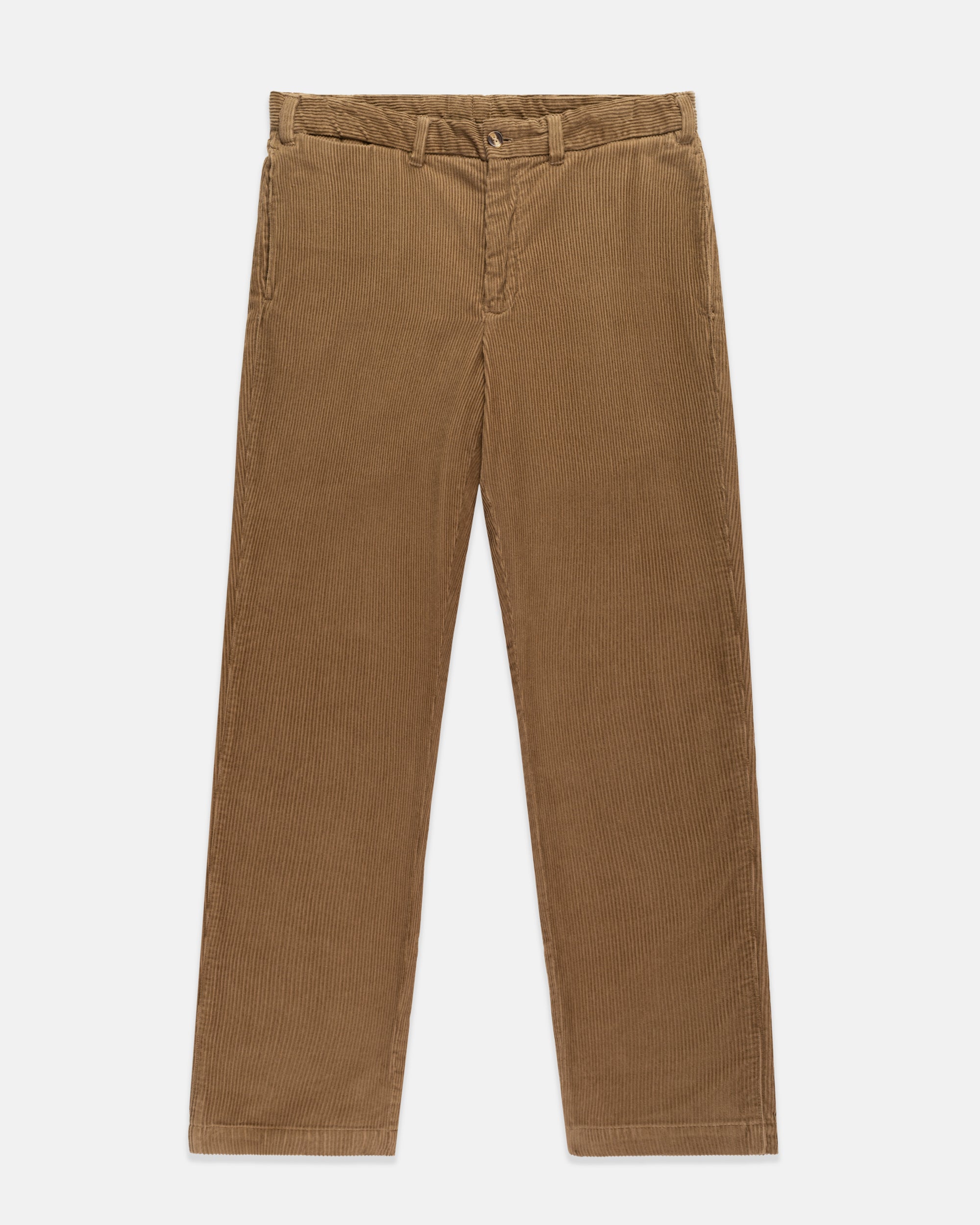 Solid Tan Wide Wale Corduroy Trouser - Trim Fit