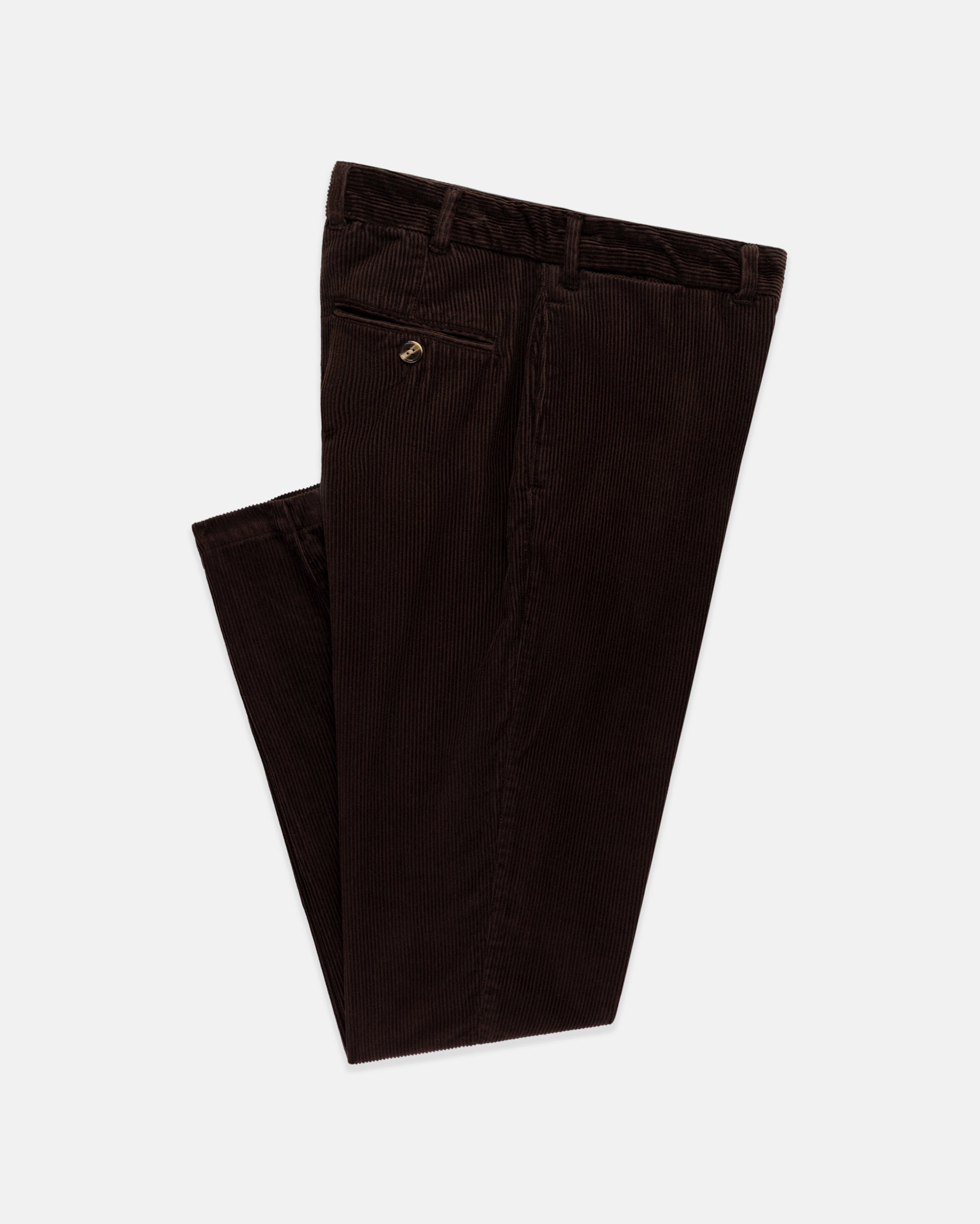 Solid Brown Wide Wale Corduroy Trouser - Trim Fit