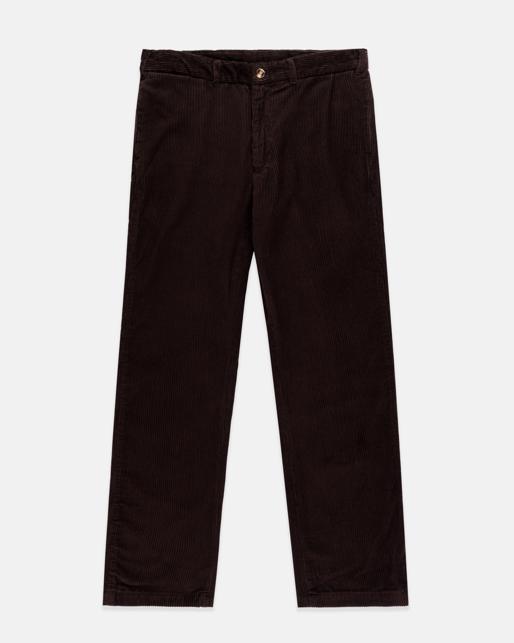 Solid Brown Wide Wale Corduroy Trouser - Trim Fit