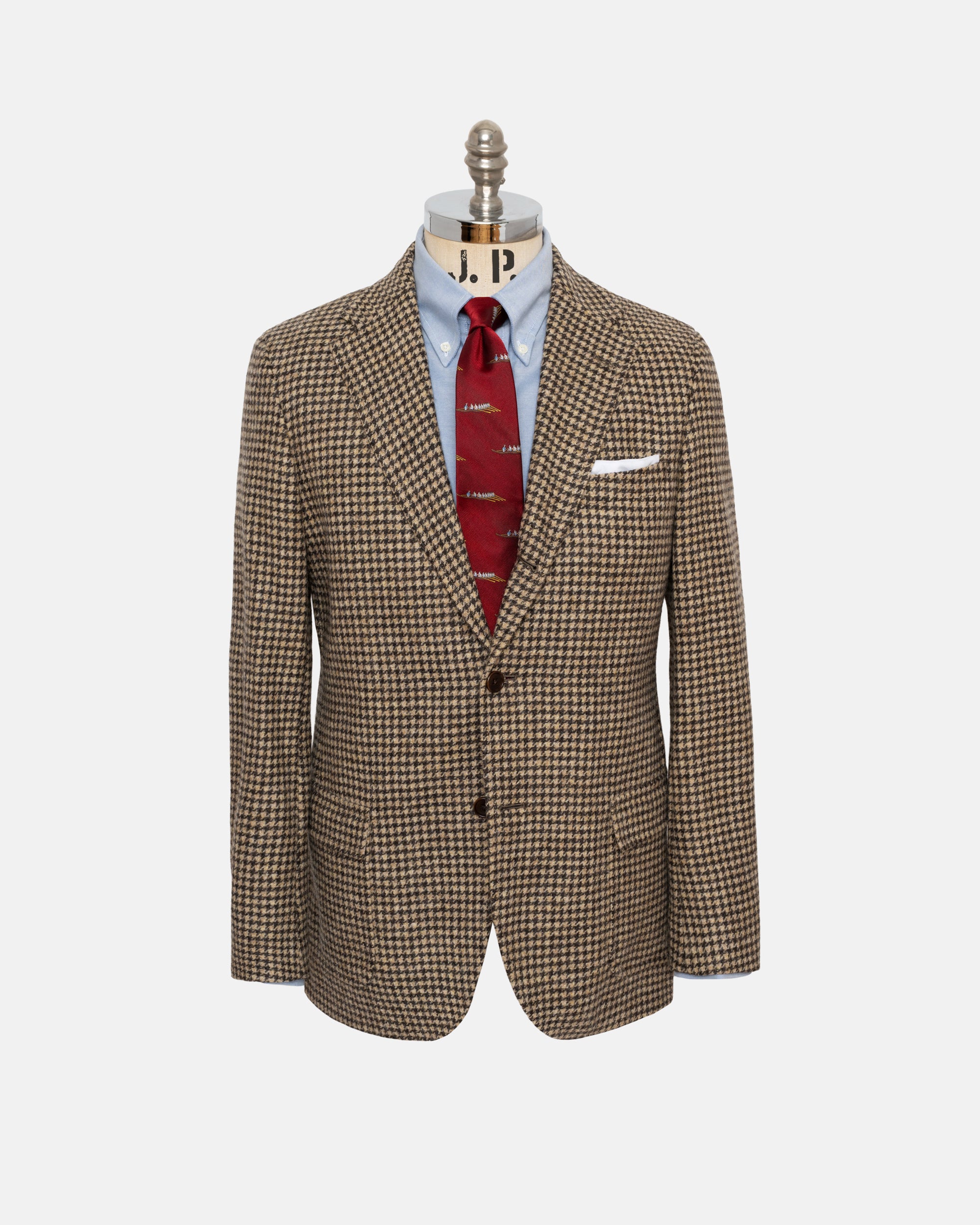 Tan & Brown Houndstooth Sport Coat - Trim Fit