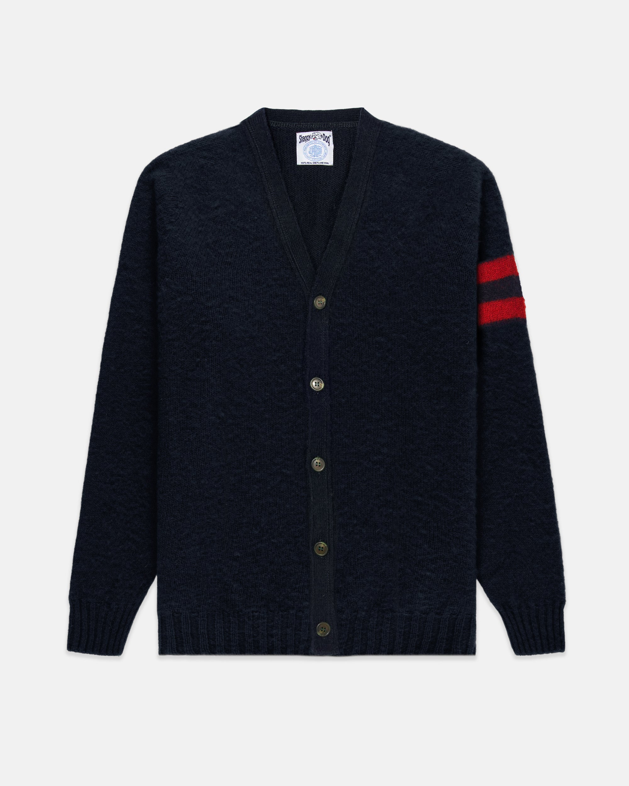 Made-in-Scotland Navy Shaggy Dog University Cardigan