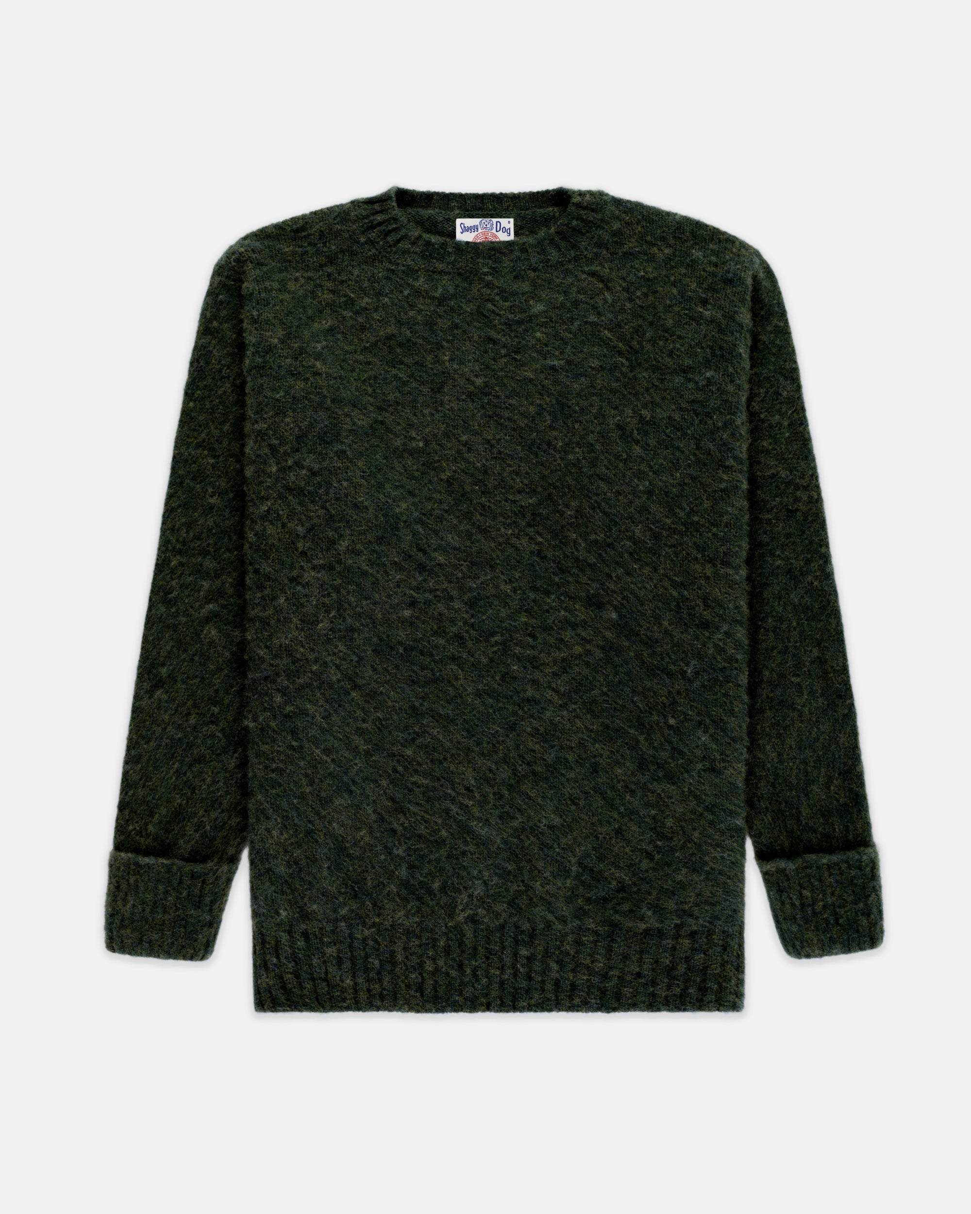 Made-in-Scotland Dark Green Marl Shaggy Dog Sweater - Classic Fit