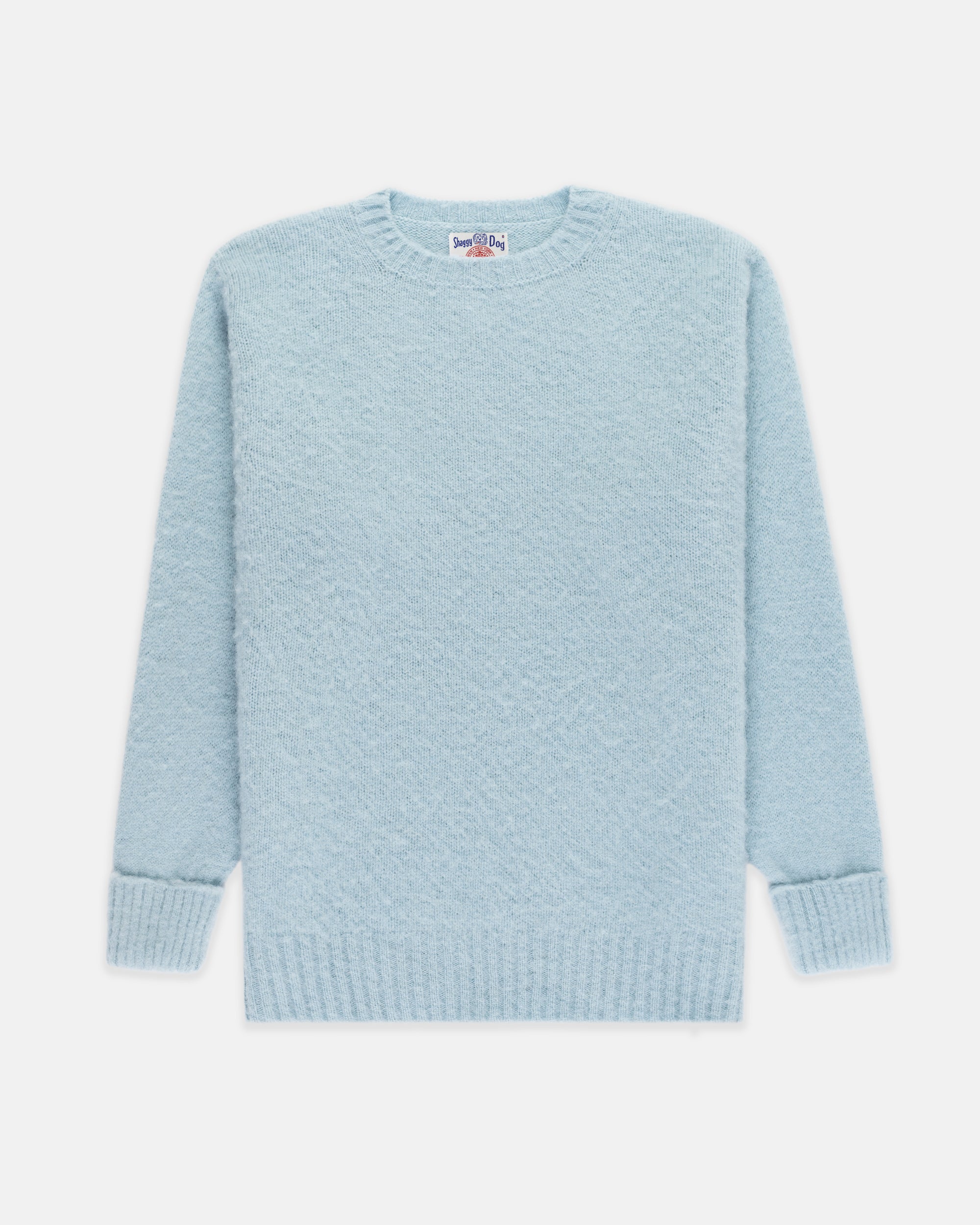 Made-in-Scotland China Blue Shaggy Dog Sweater - Classic Fit