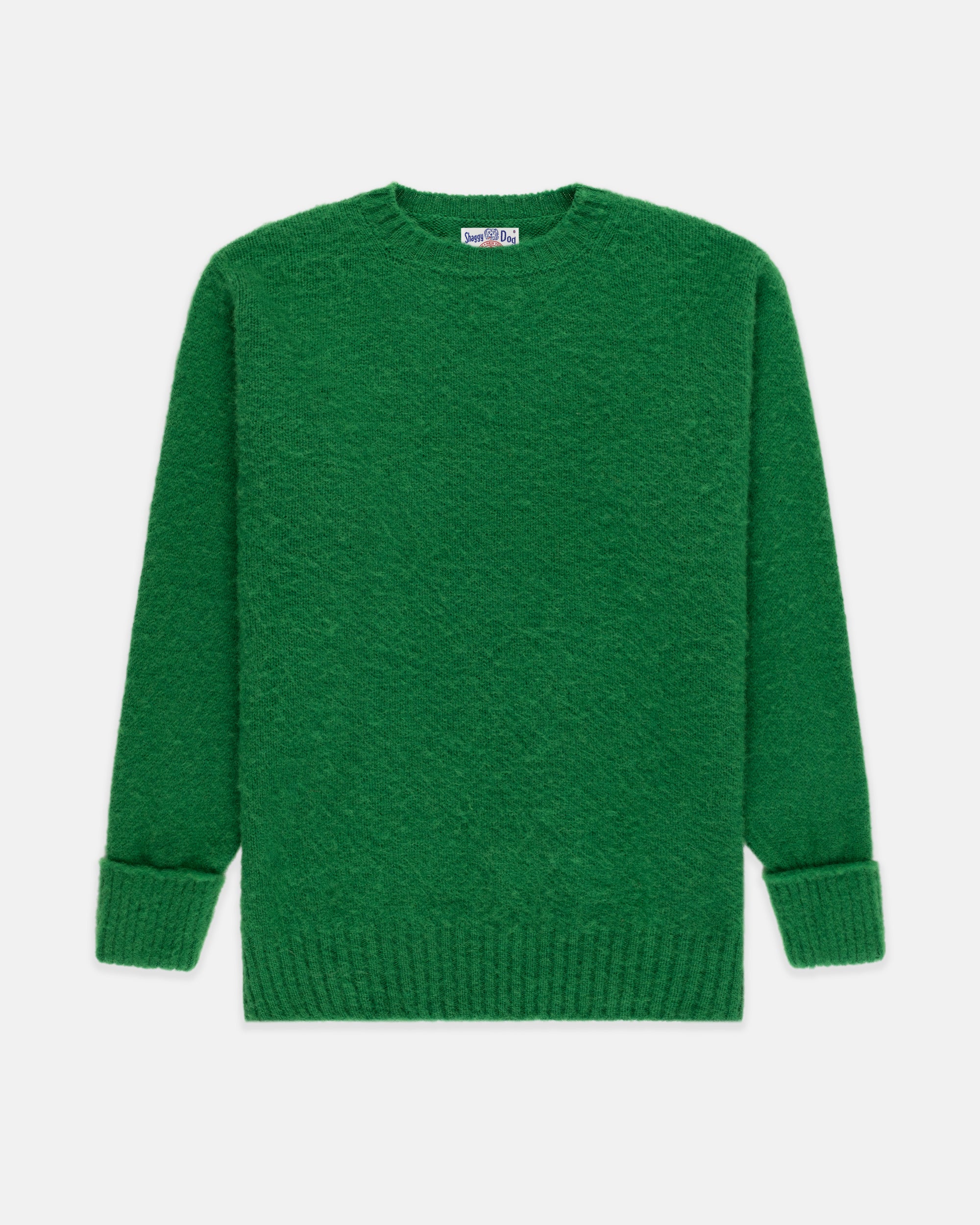 Made-in-Scotland Grass Green Shaggy Dog Sweater - Classic Fit