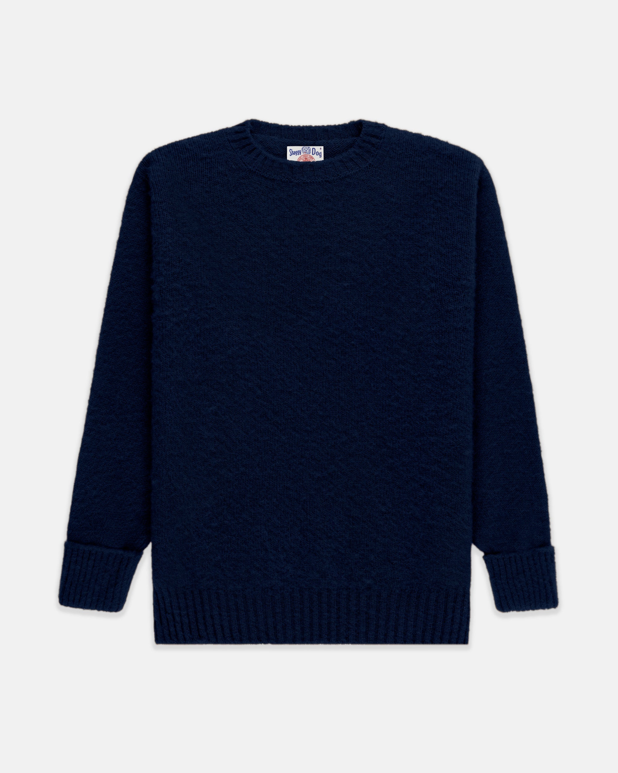 Made-in-Scotland Navy Shaggy Dog Sweater - Classic Fit