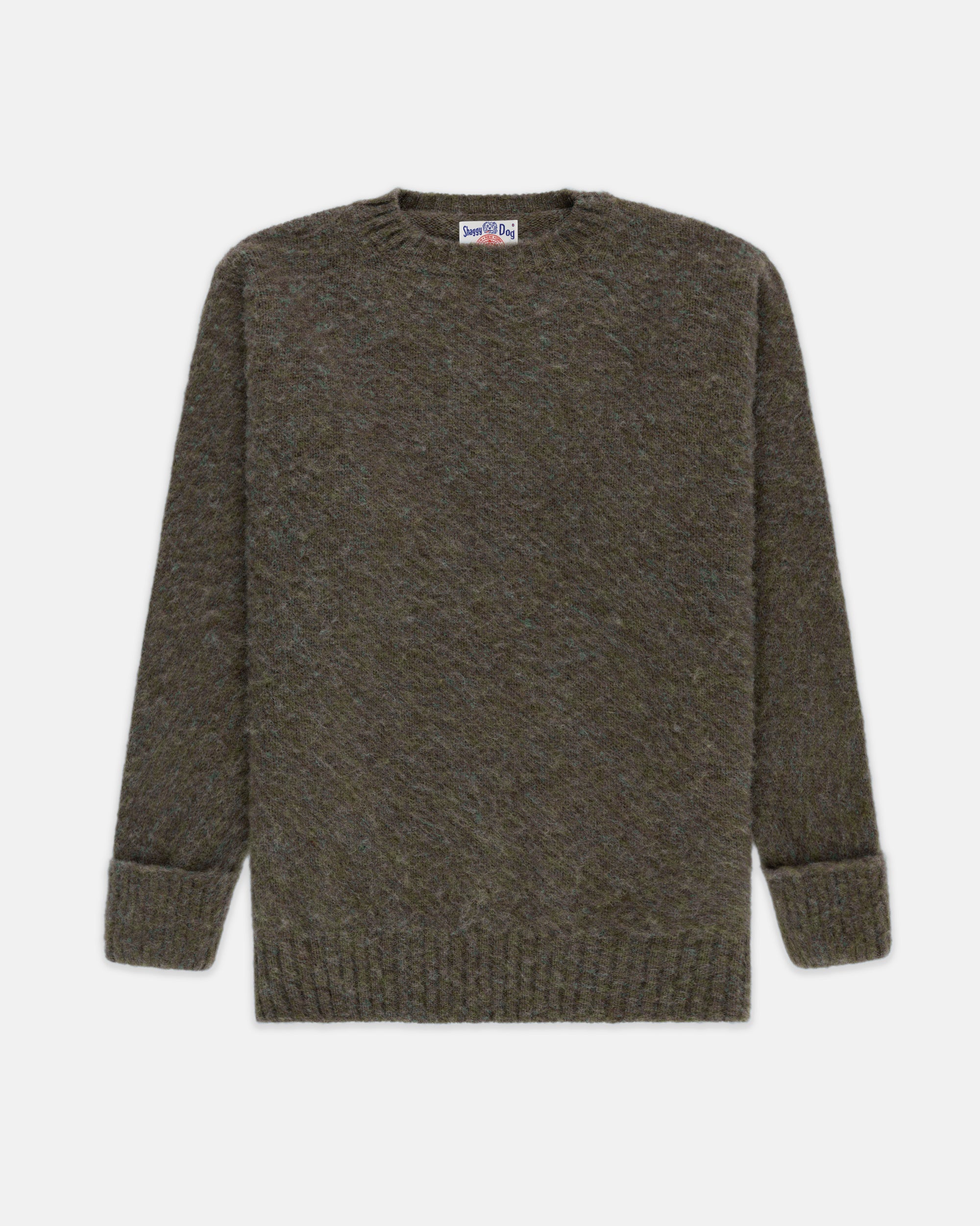 Made-in-Scotland Brown & Blue Marl Shaggy Dog Sweater - Classic Fit