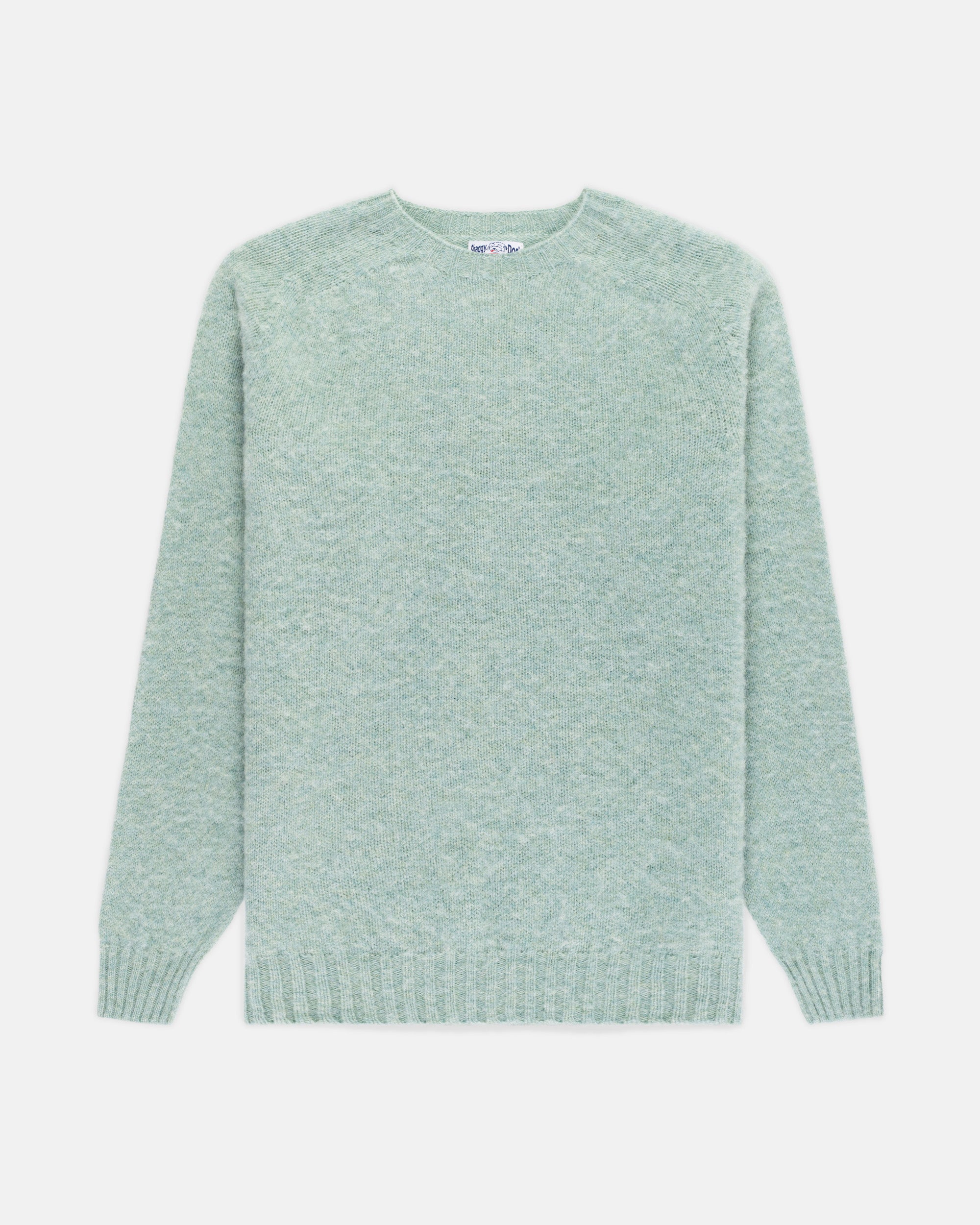 Made-in-Scotland Pale Blue Shaggy Dog Sweater - Trim Fit