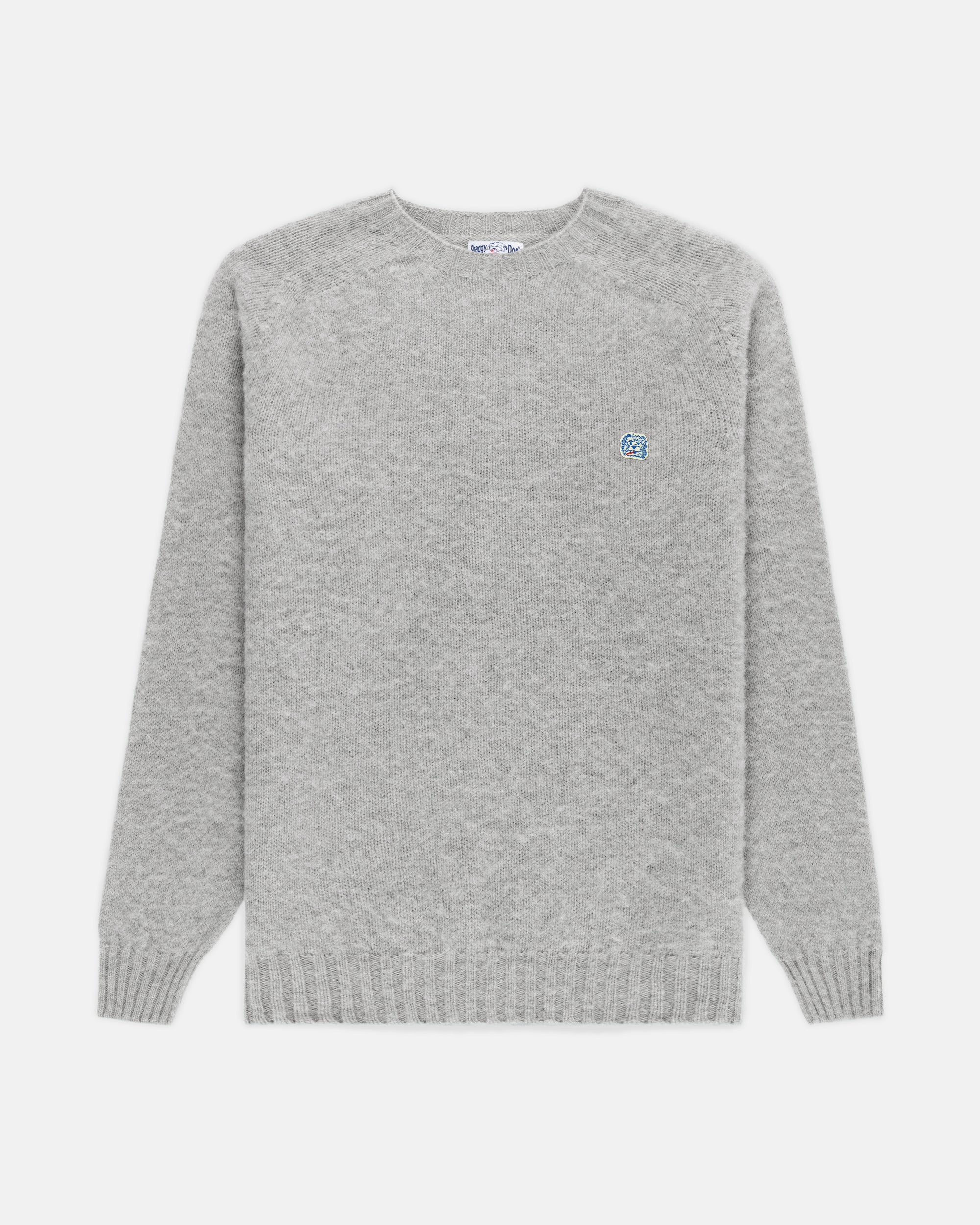 Made-in-Scotland Light Grey Shaggy Dog Icon Sweater - Trim Fit