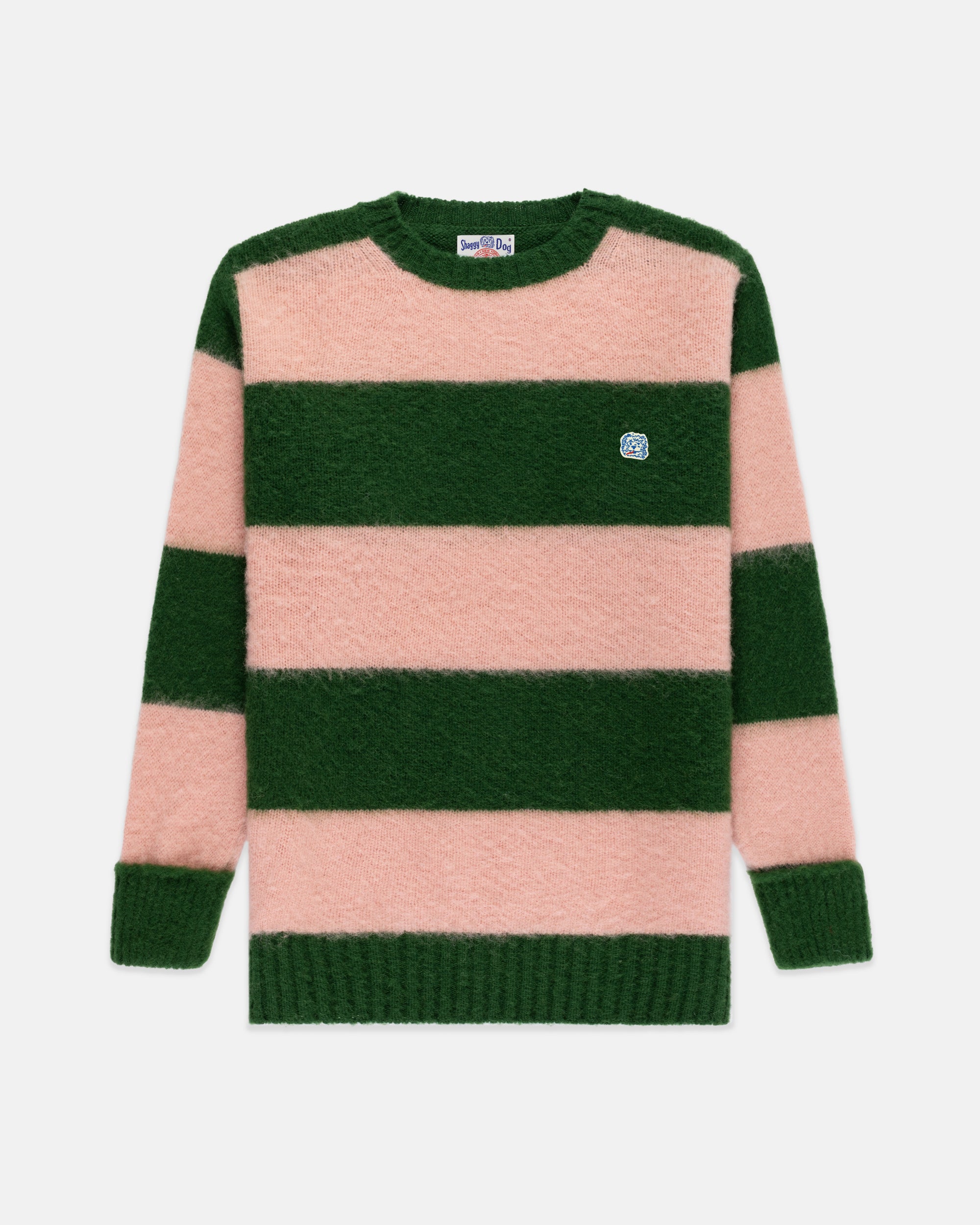 Made-in-Scotland Green & Pink Stripe Shaggy Dog Icon Sweater - Classic Fit