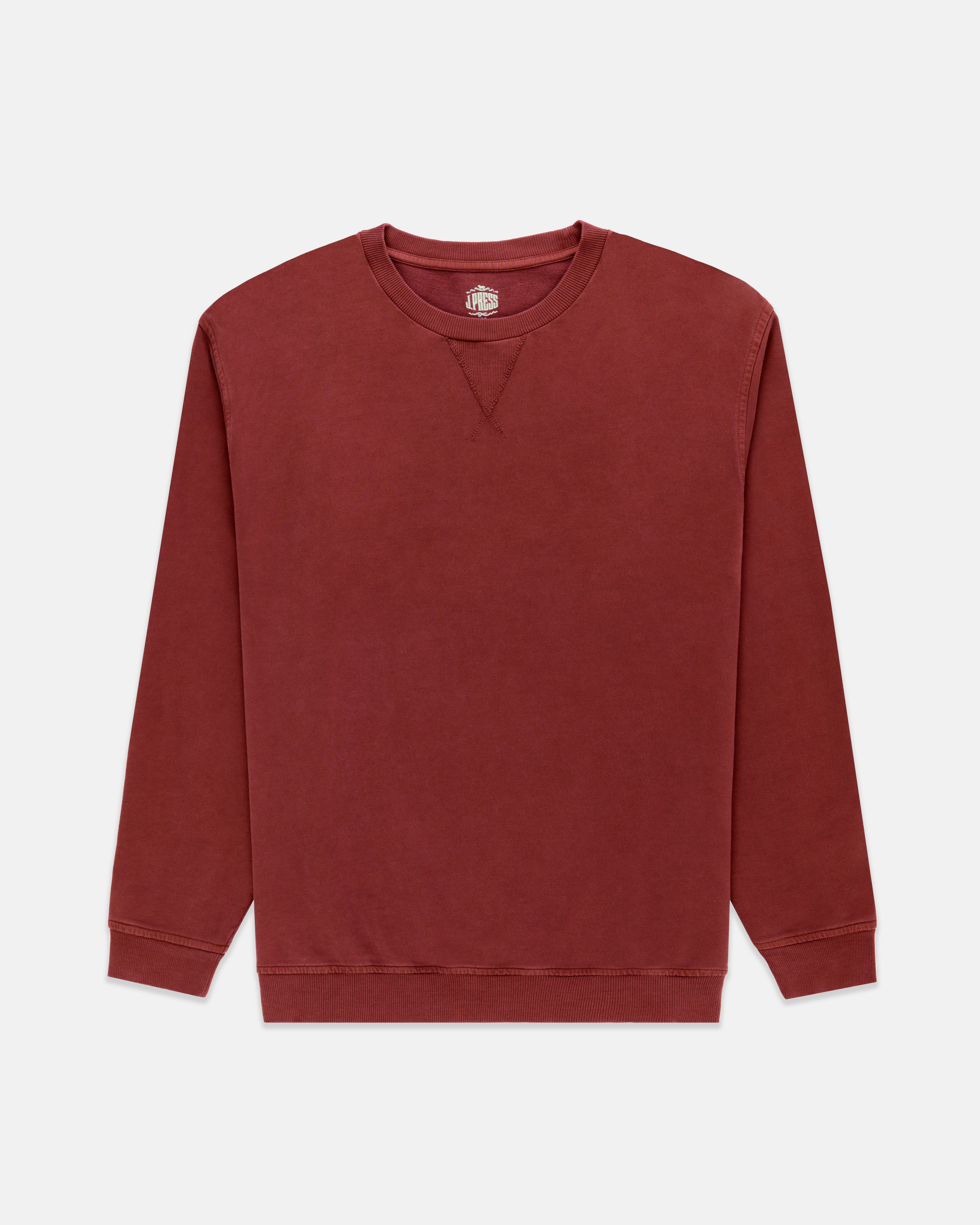 Dark Red Cotton Crewneck Sweatshirt