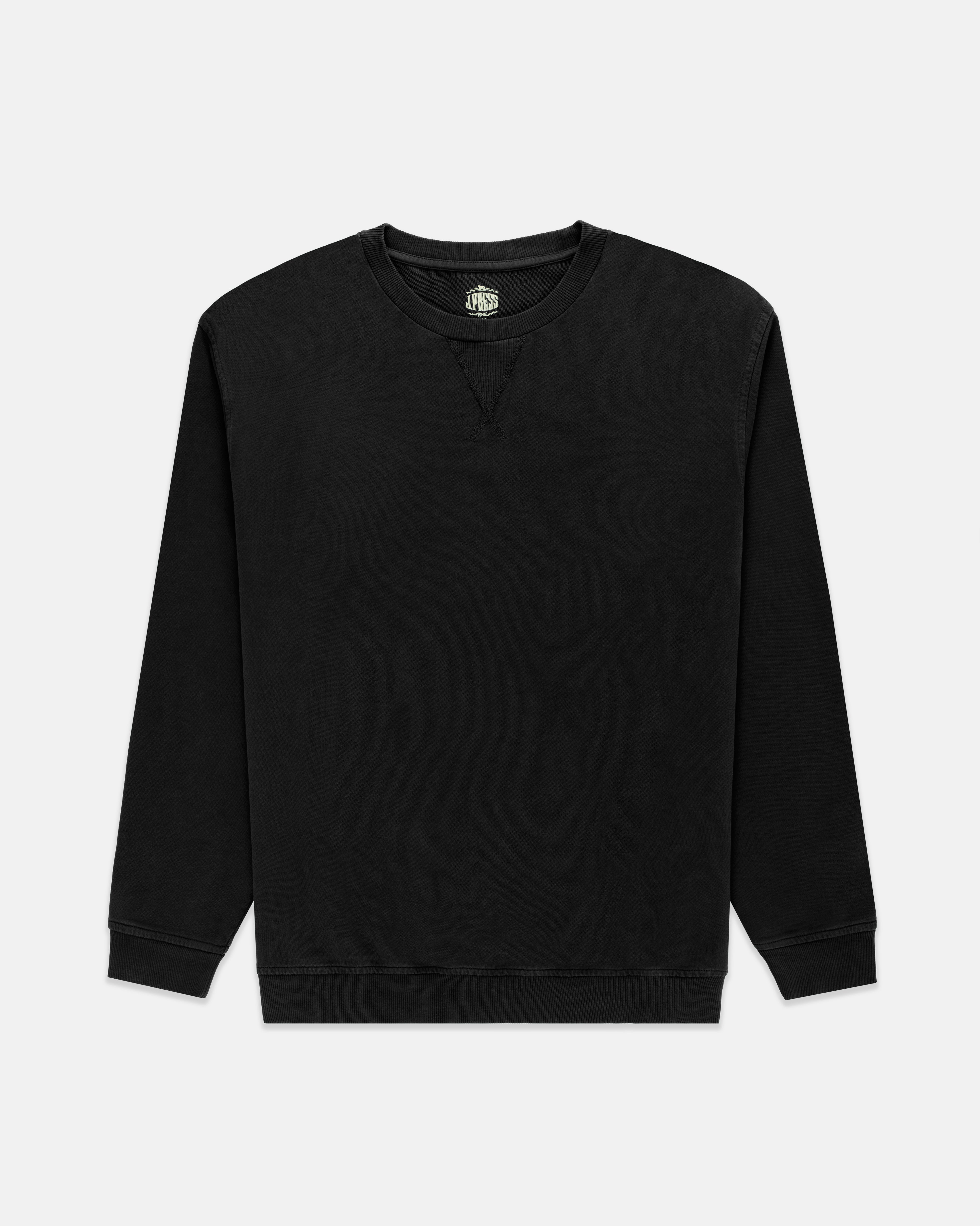 Black Cotton Crewneck Sweatshirt