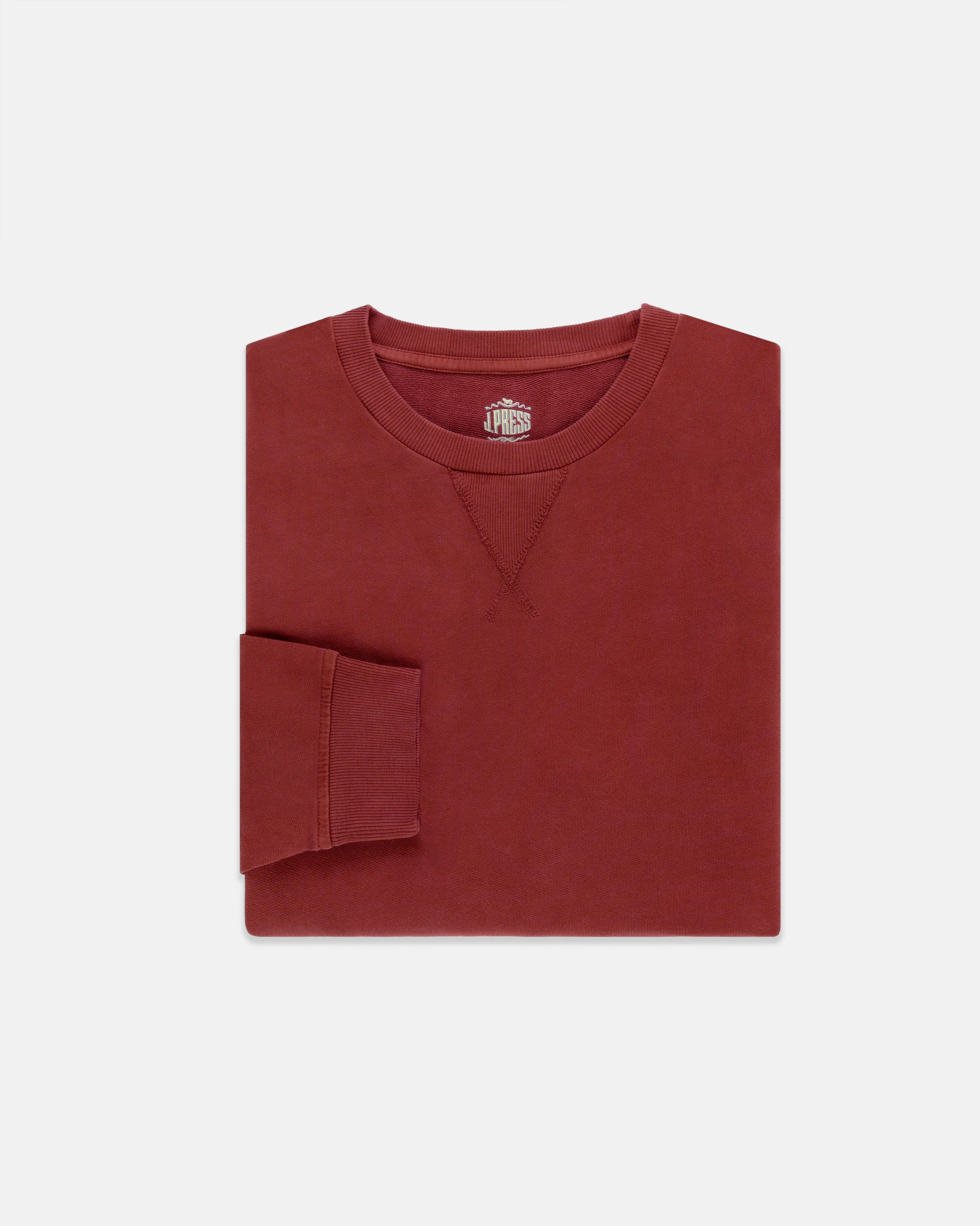 Dark Red Cotton Crewneck Sweatshirt