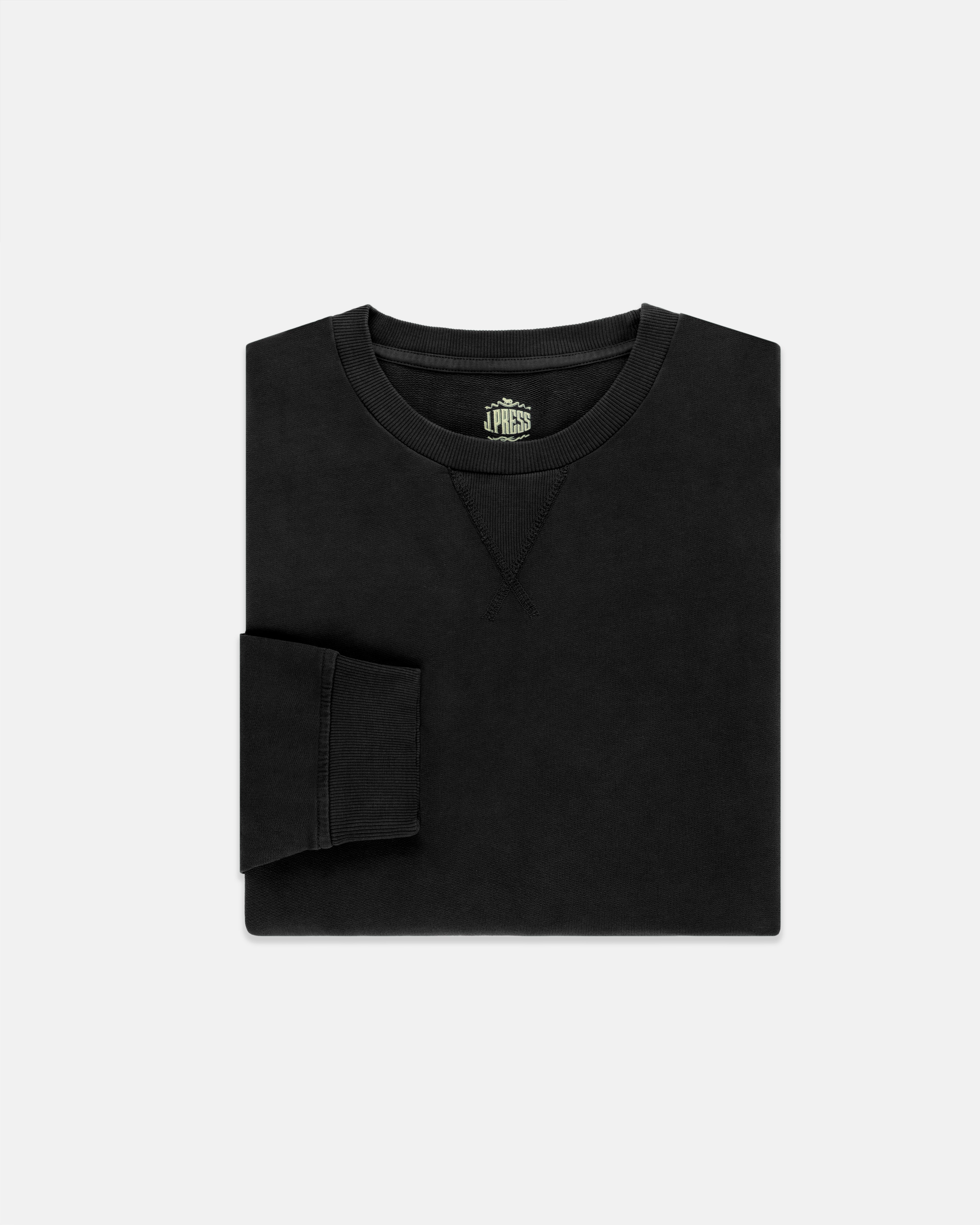 Black Cotton Crewneck Sweatshirt