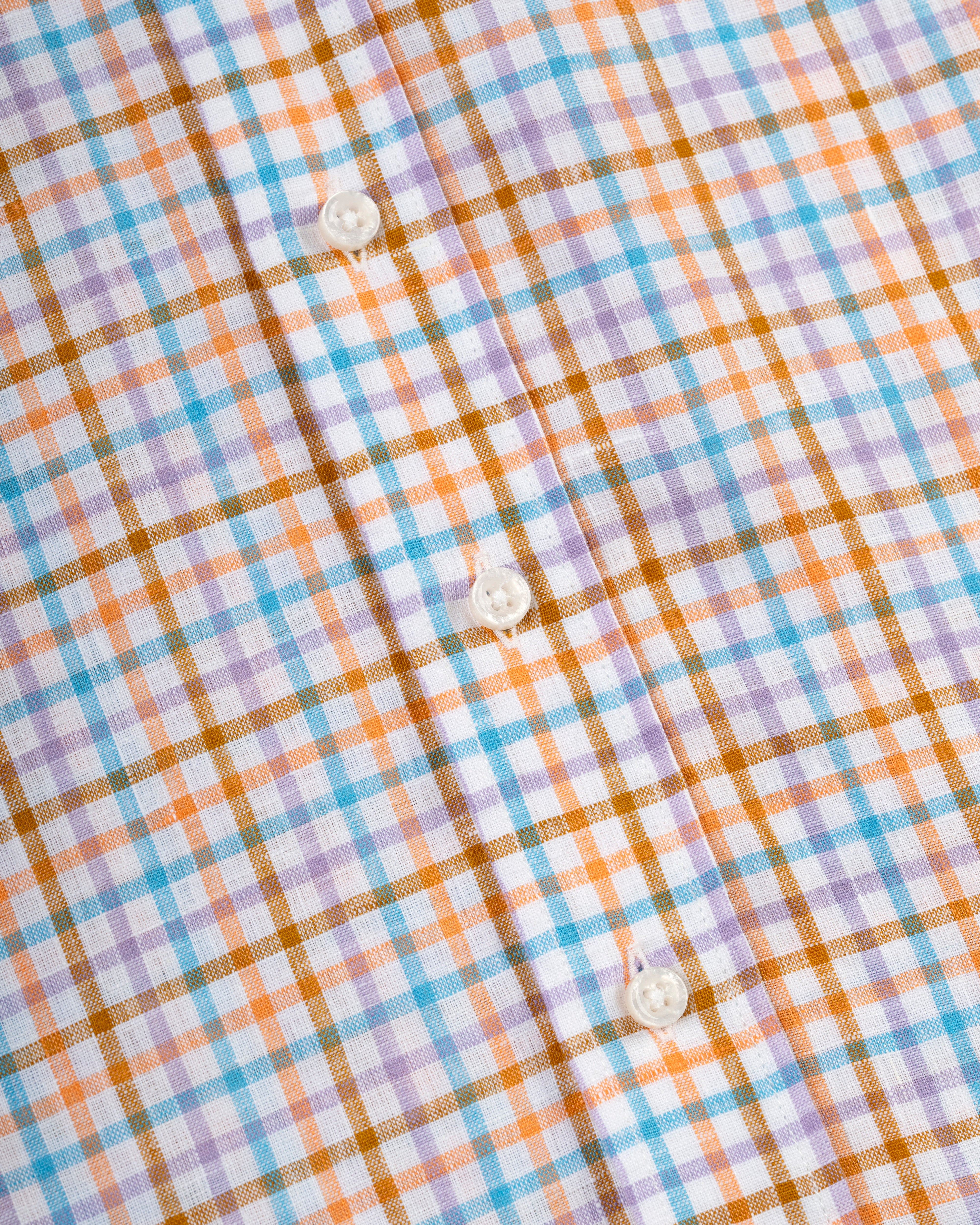 Teal & Orange Tattersall Linen Sport Shirt - Classic Fit