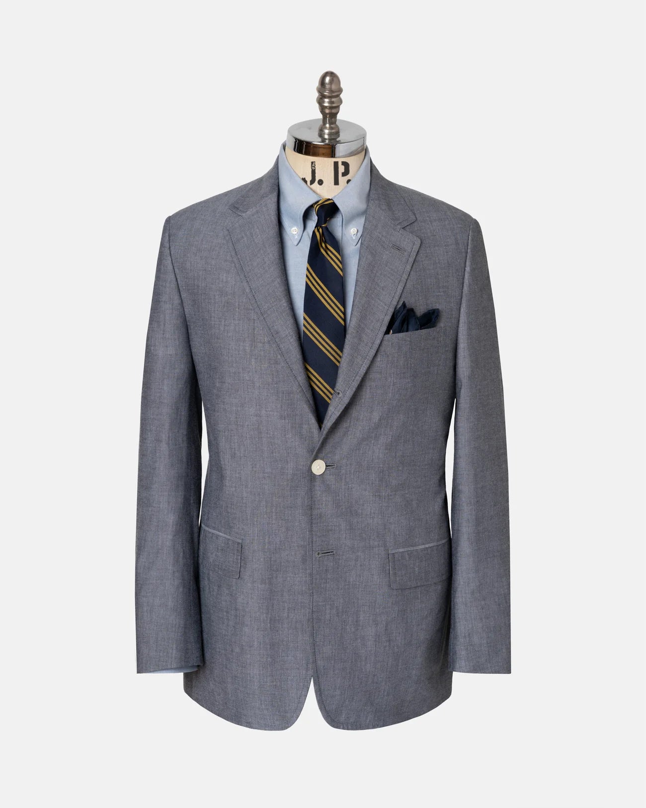 Made-in-Canada Solid Navy Cotton Chambray Sport Coat