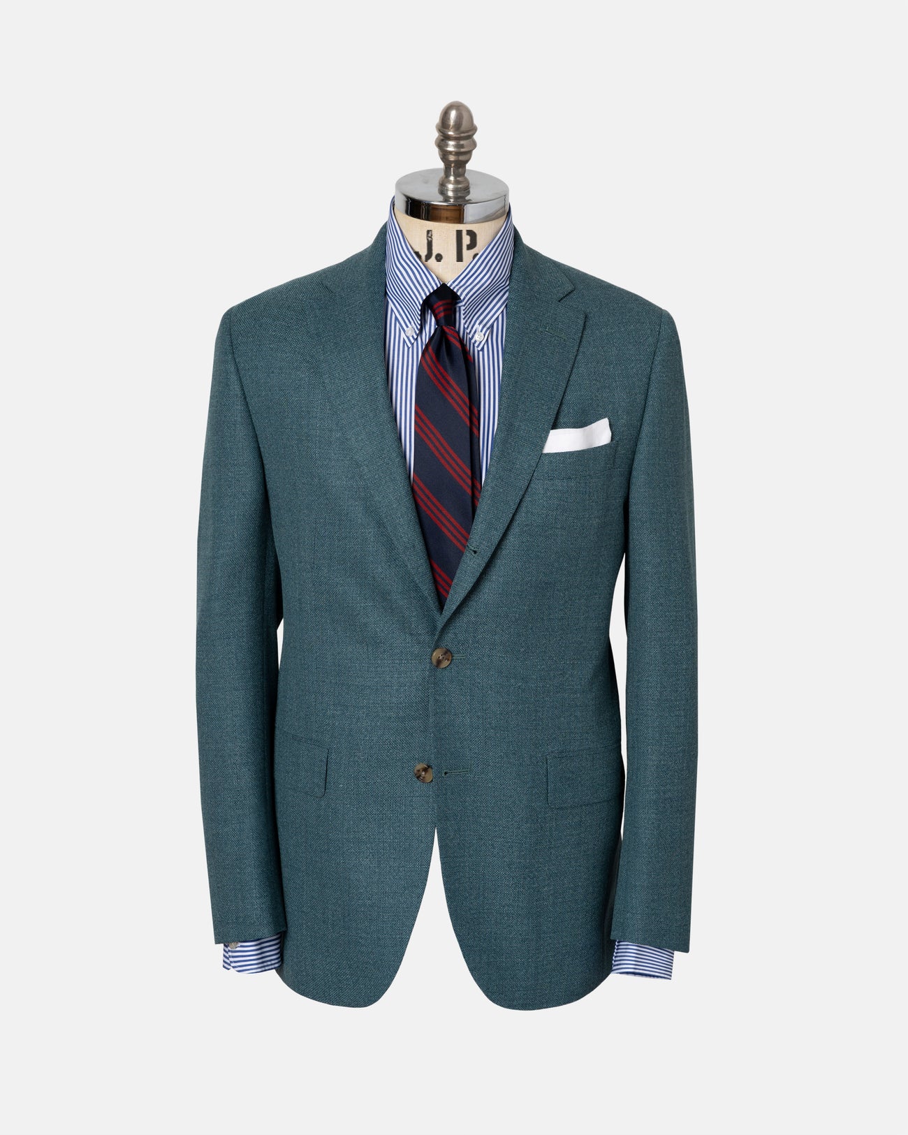 Made-in-Canada Solid Moss Green Wool Hopsack Sport Coat