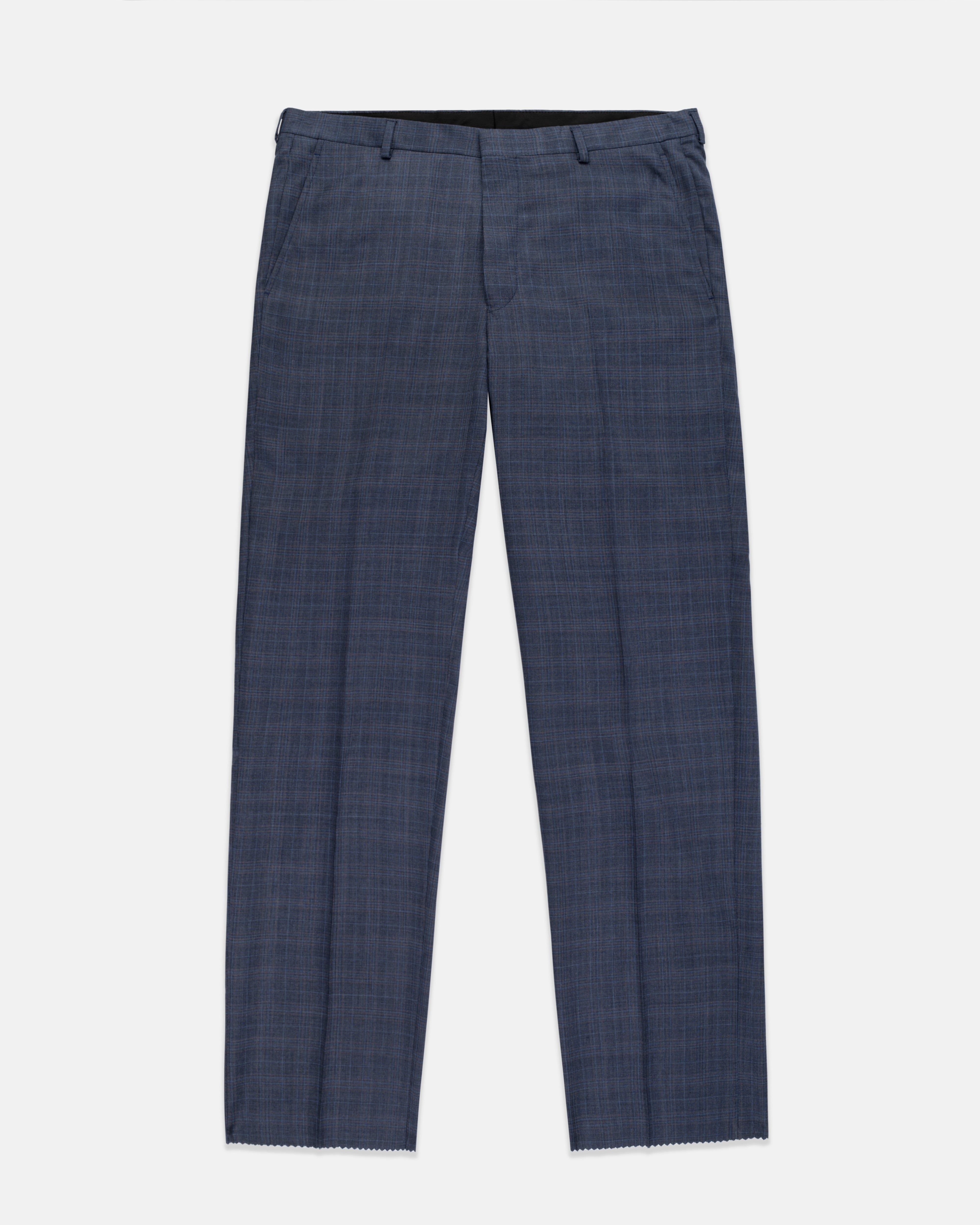 Made-in-USA Medium Blue Plaid Wool Suit
