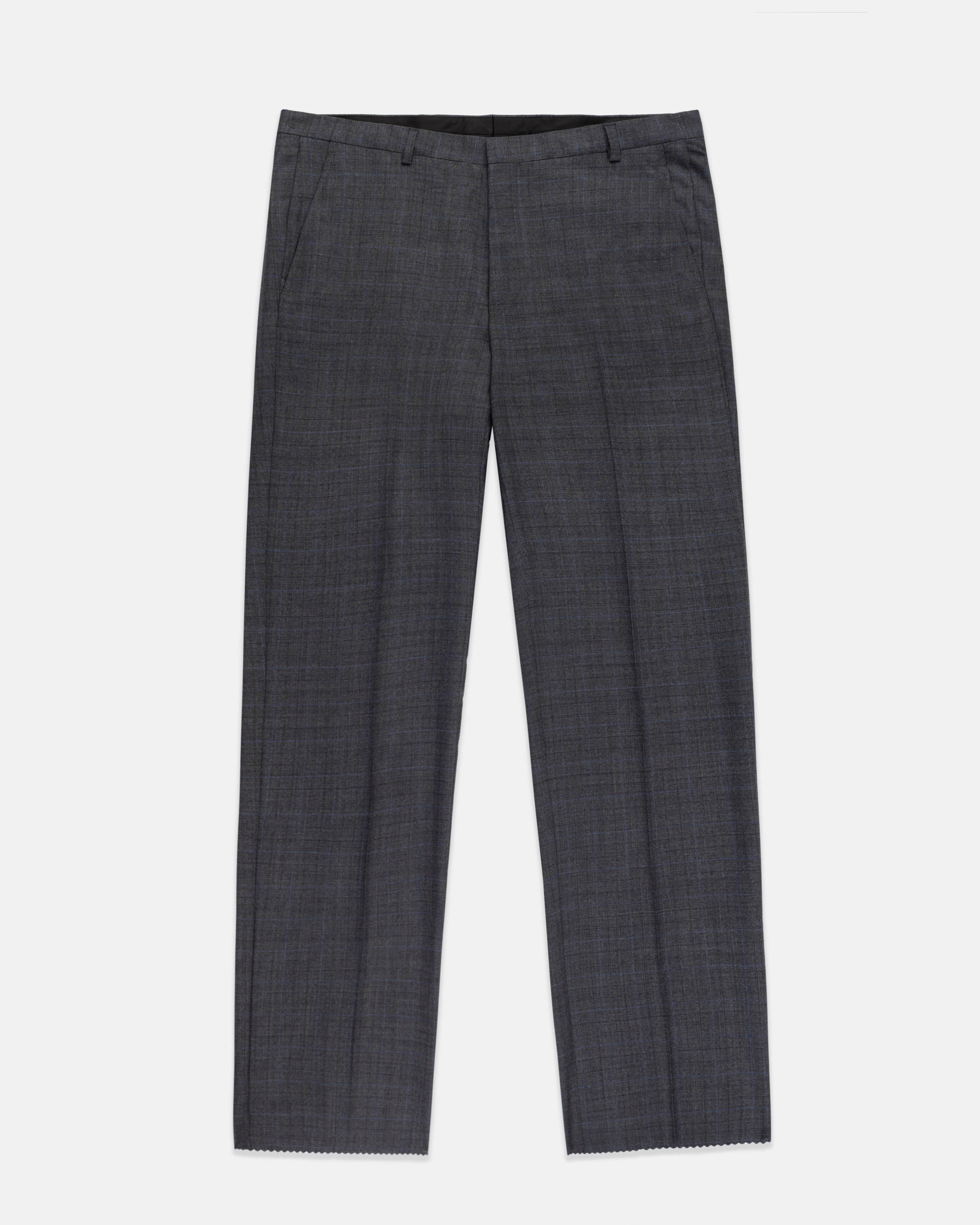 Made-in-USA Charcoal & Blue Shadow Plaid Wool Suit