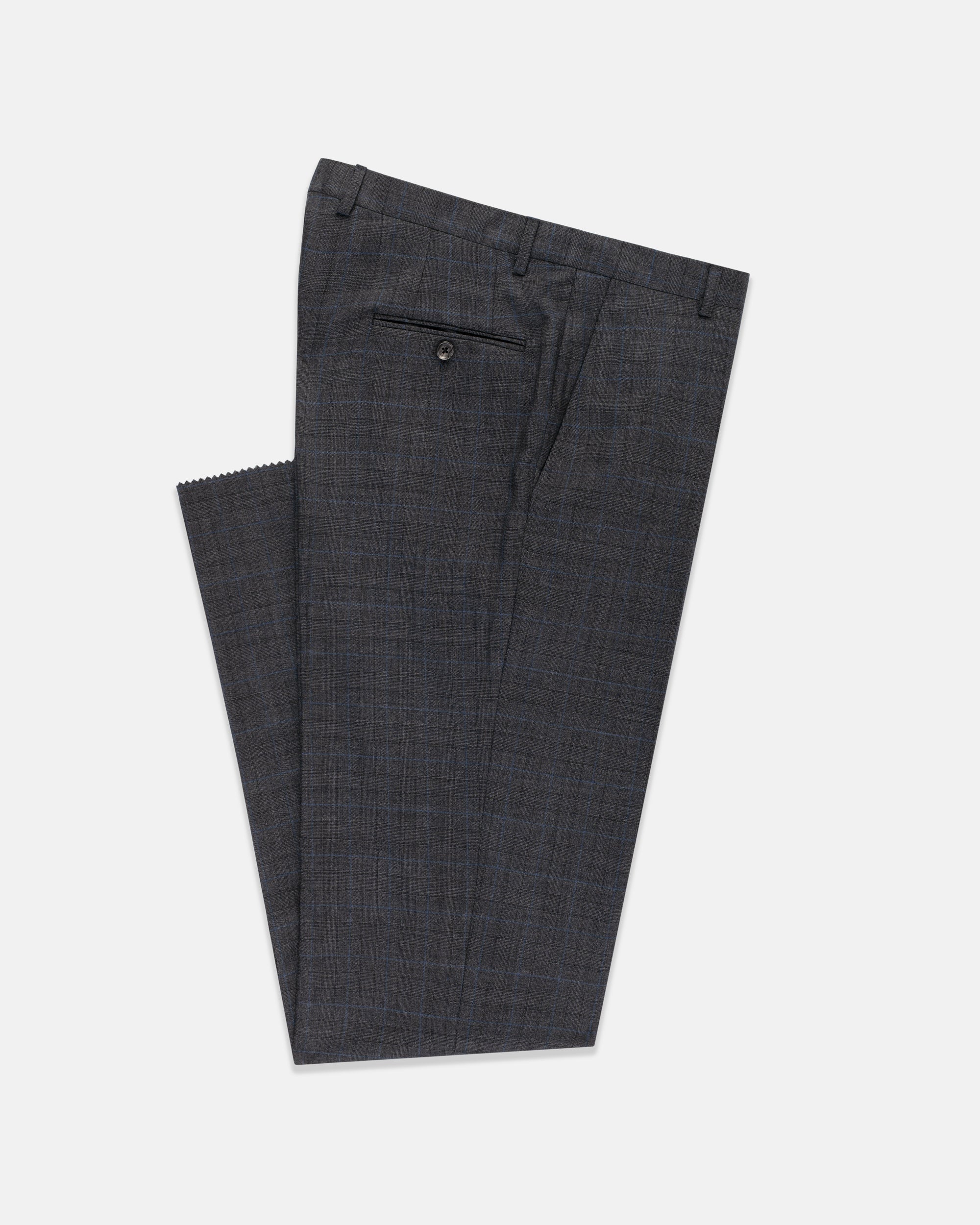Made-in-USA Charcoal & Blue Shadow Plaid Wool Suit