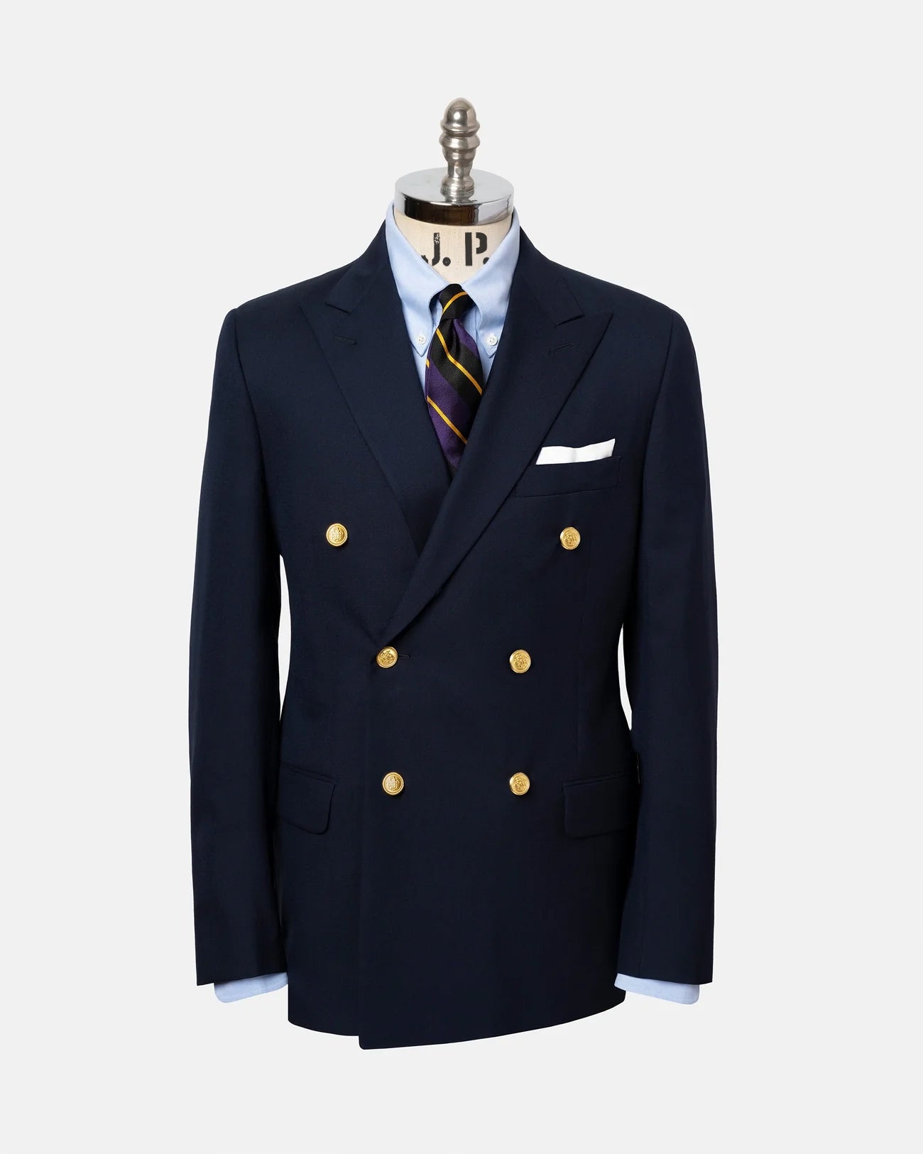 Made-in-USA Double-Breasted Navy Tropical Wool Blazer