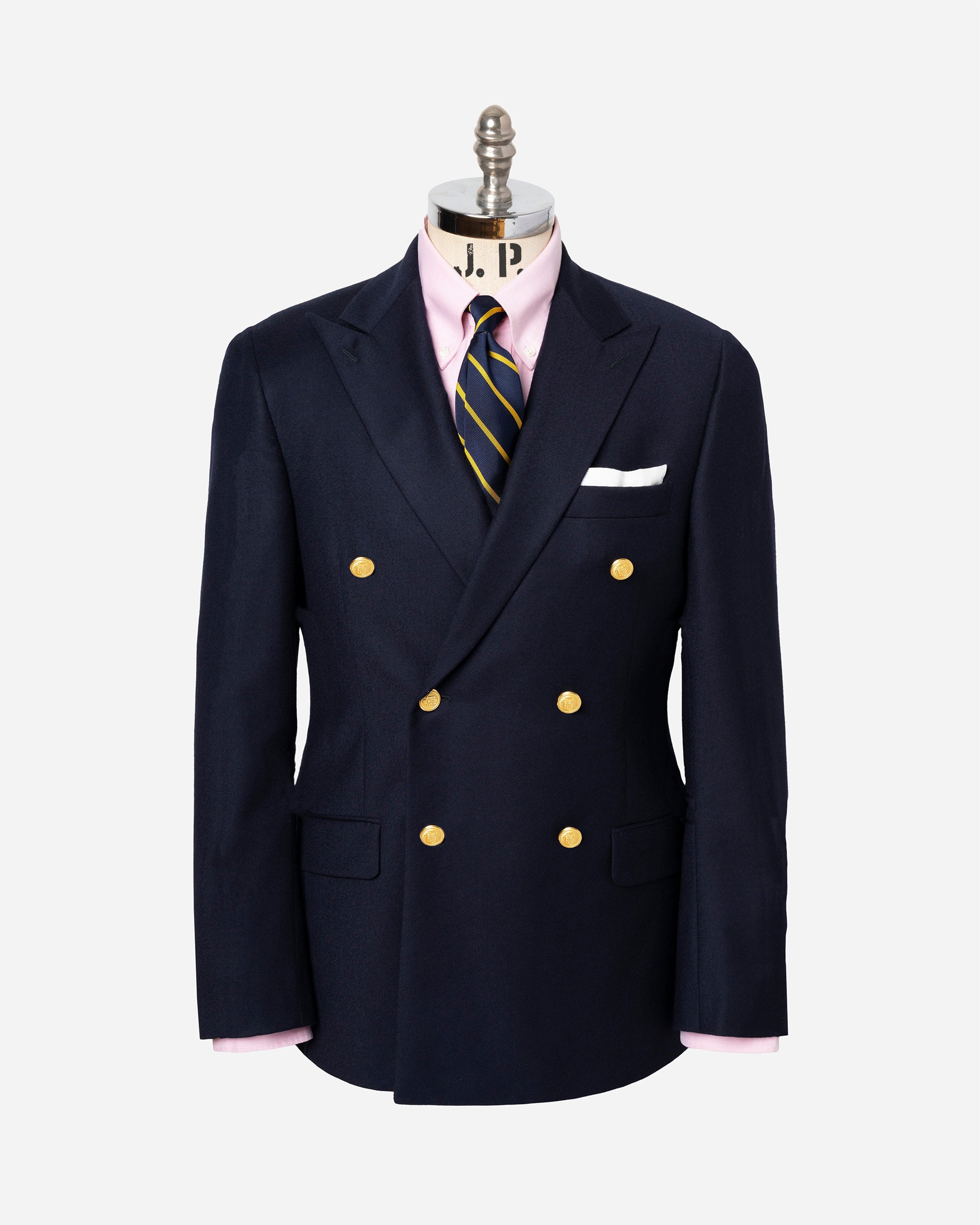 Made-in-USA Double-Breasted Navy Doeskin Blazer