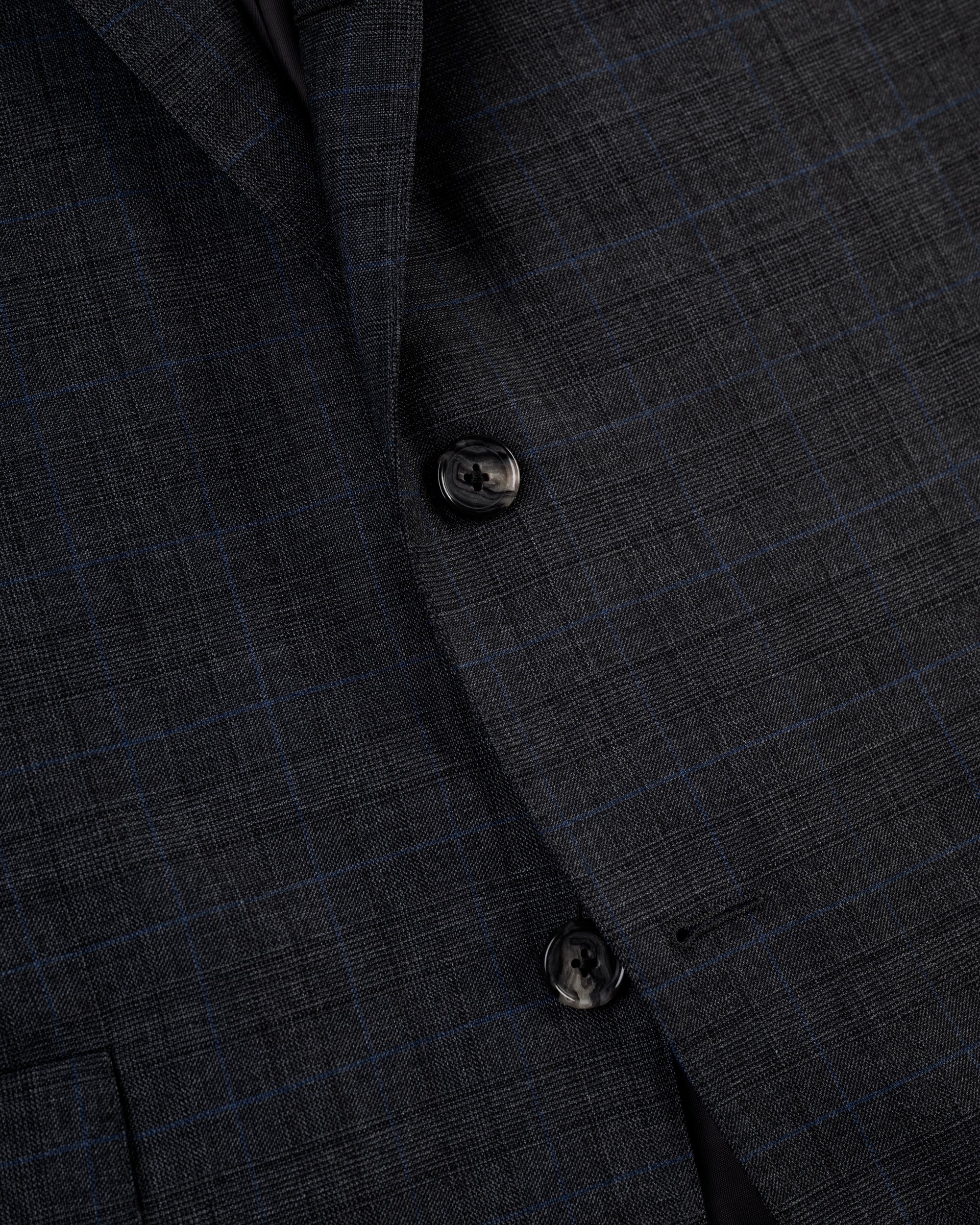 Made-in-USA Charcoal & Blue Shadow Plaid Wool Suit