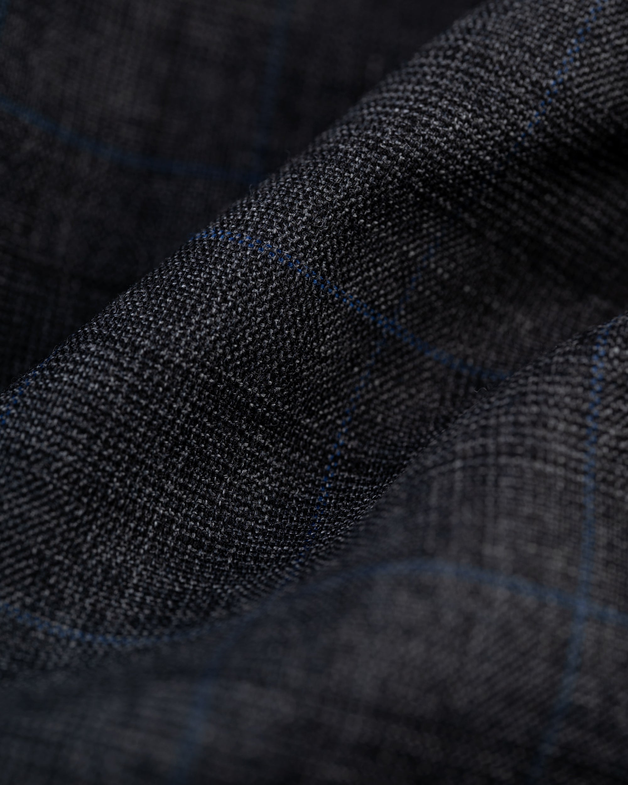 Made-in-USA Charcoal & Blue Shadow Plaid Wool Suit