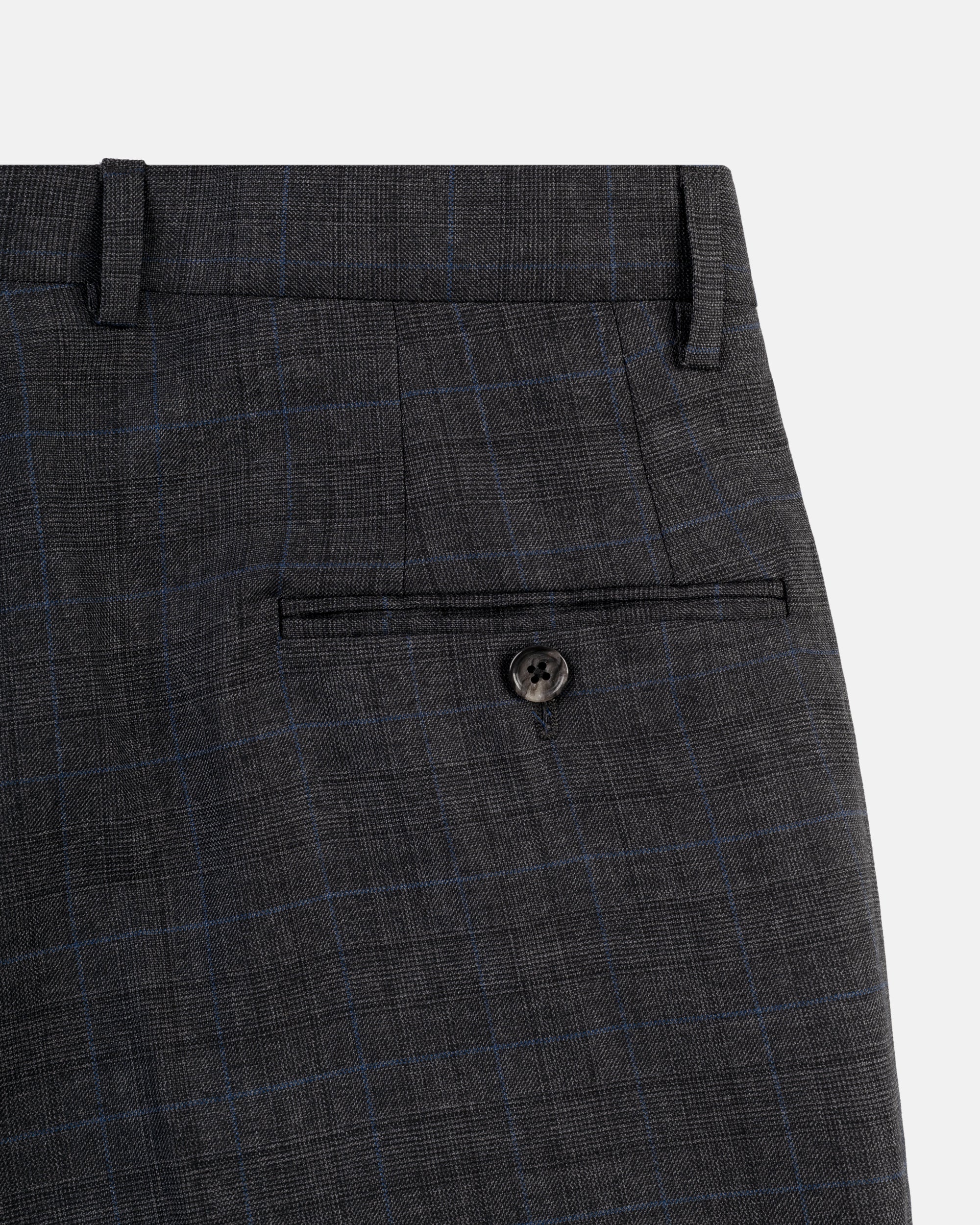 Made-in-USA Charcoal & Blue Shadow Plaid Wool Suit
