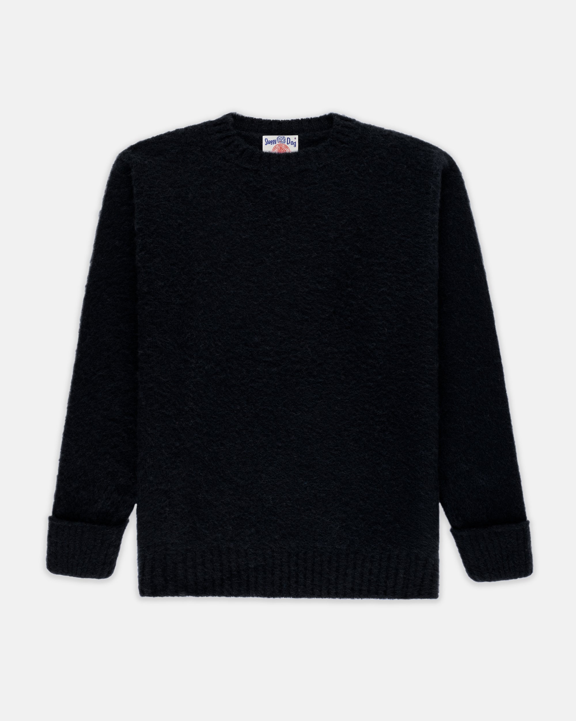 Made-in-Scotland Black Shaggy Dog Sweater - Classic Fit