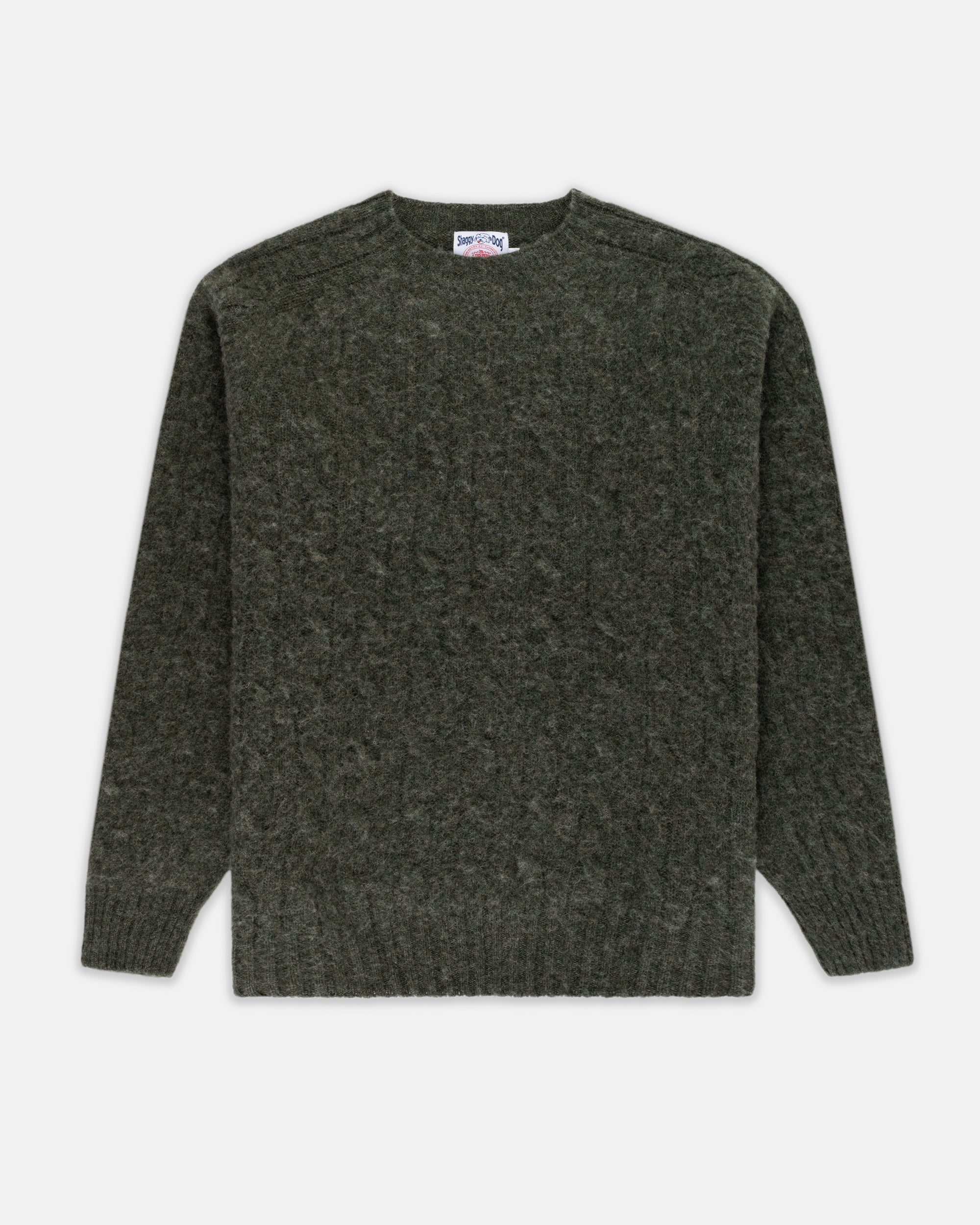 Made-in-Scotland Dark Green Shaggy Dog Cableknit Sweater - Classic Fit