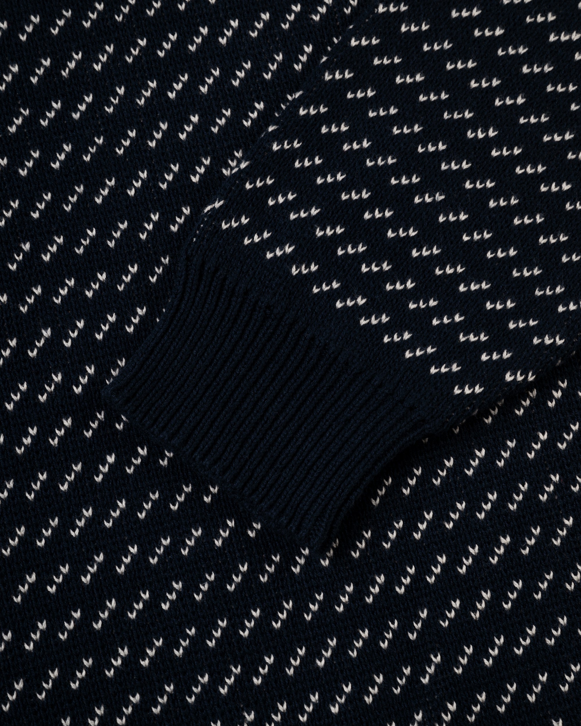 Made-in-USA Navy & Natural Chevron Cotton Crewneck Sweater